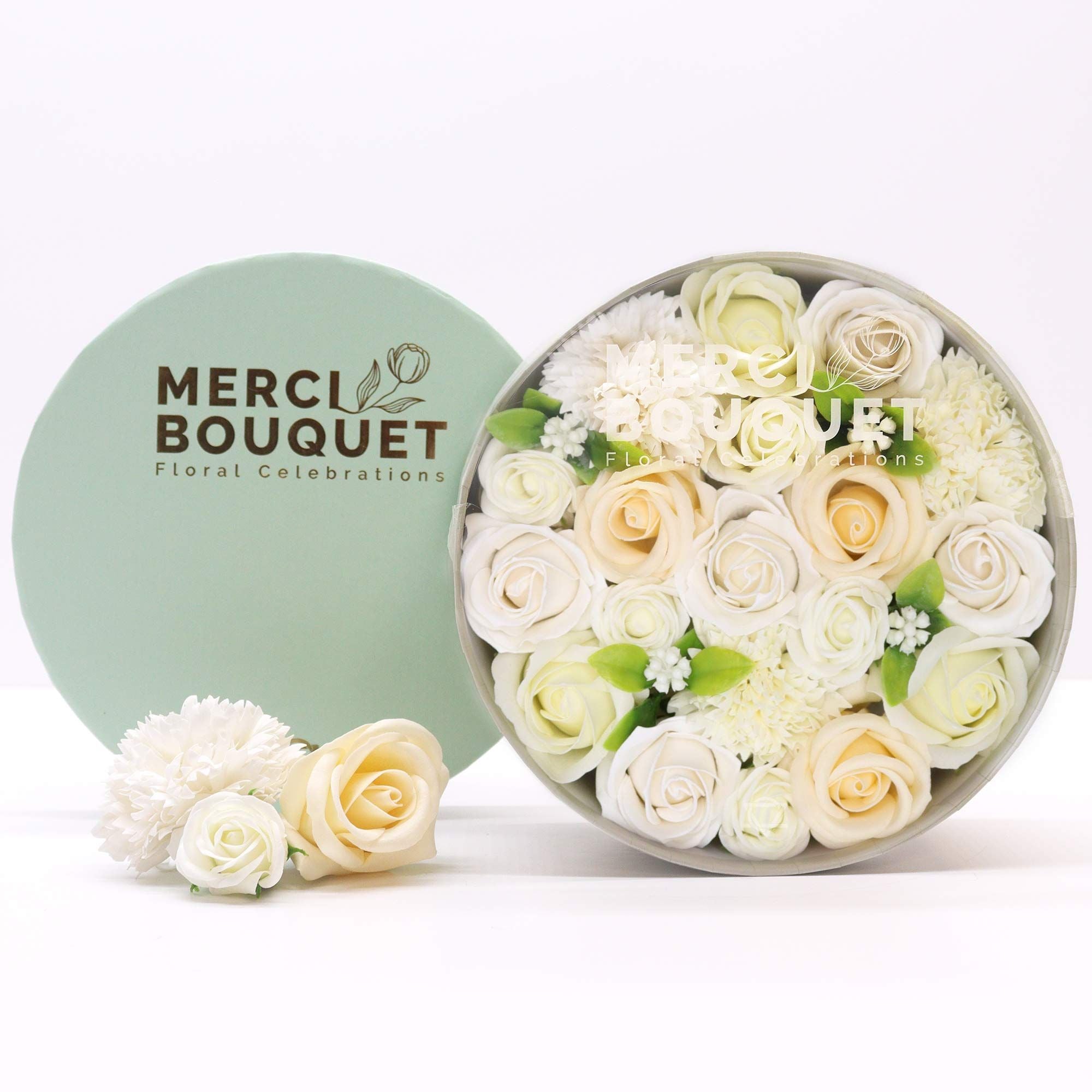 Caixa Redonda - Bênçãos de Casamento - Branco e Marfim