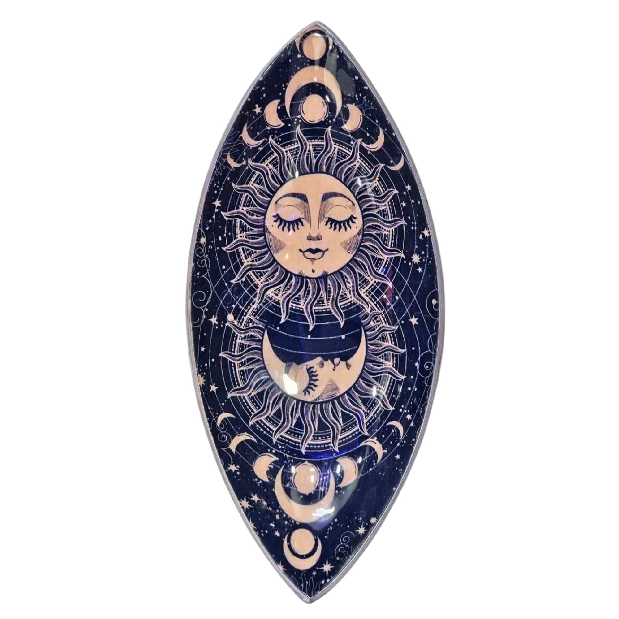 Pink Sun and Moon Enamelled Aluminium Incense Holder