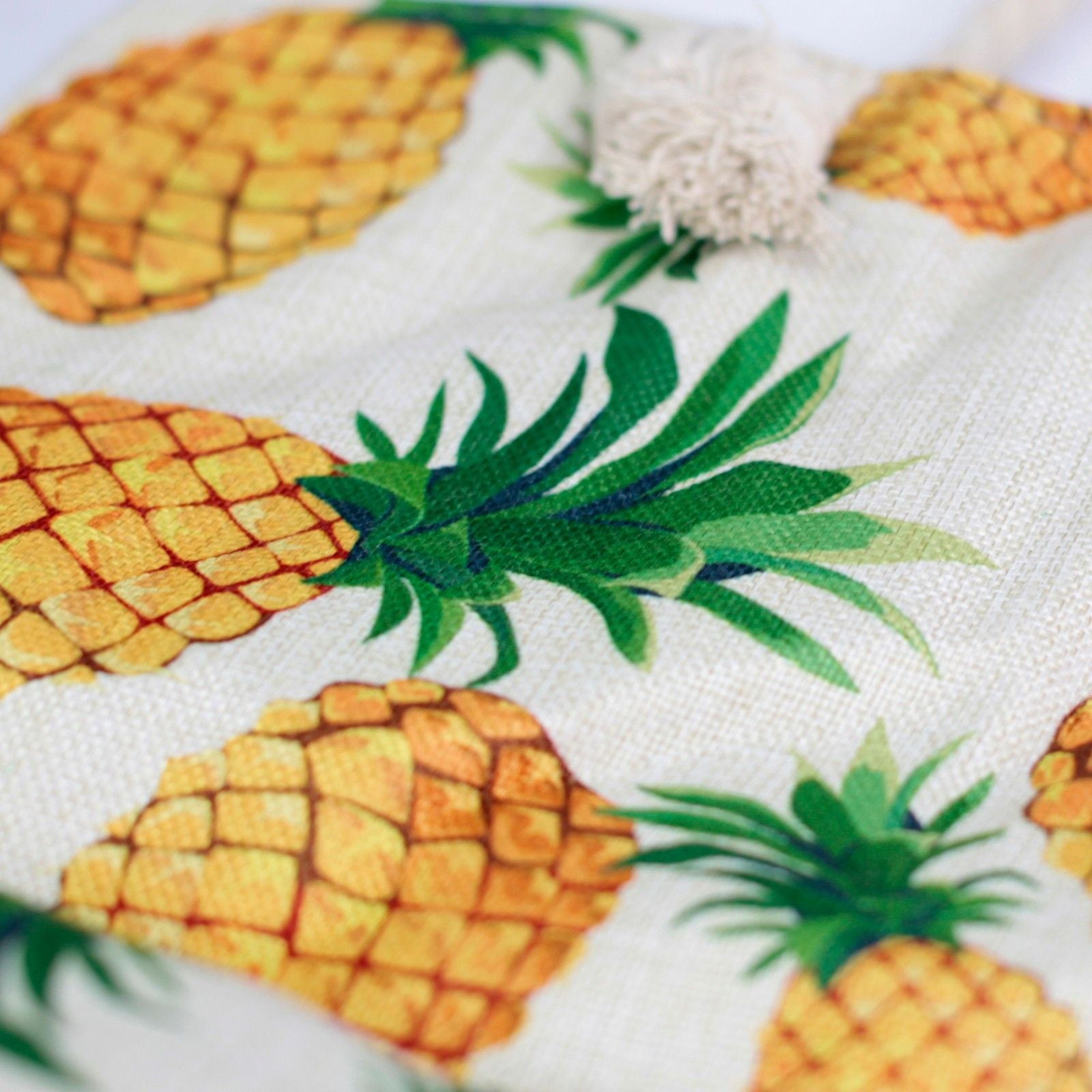 Bolsa shopper com alça de corda - Ananases tropicais