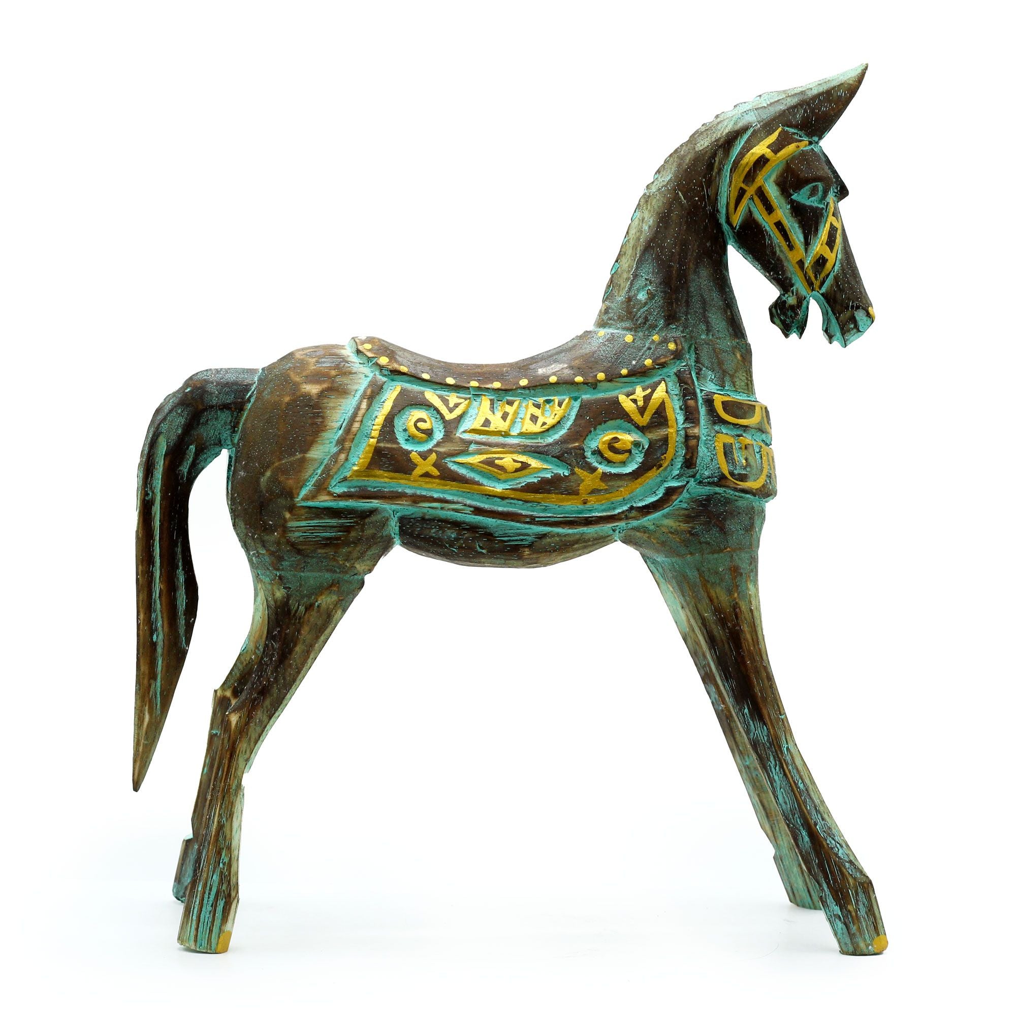 Cavalo Grande Dourado e Turquesa