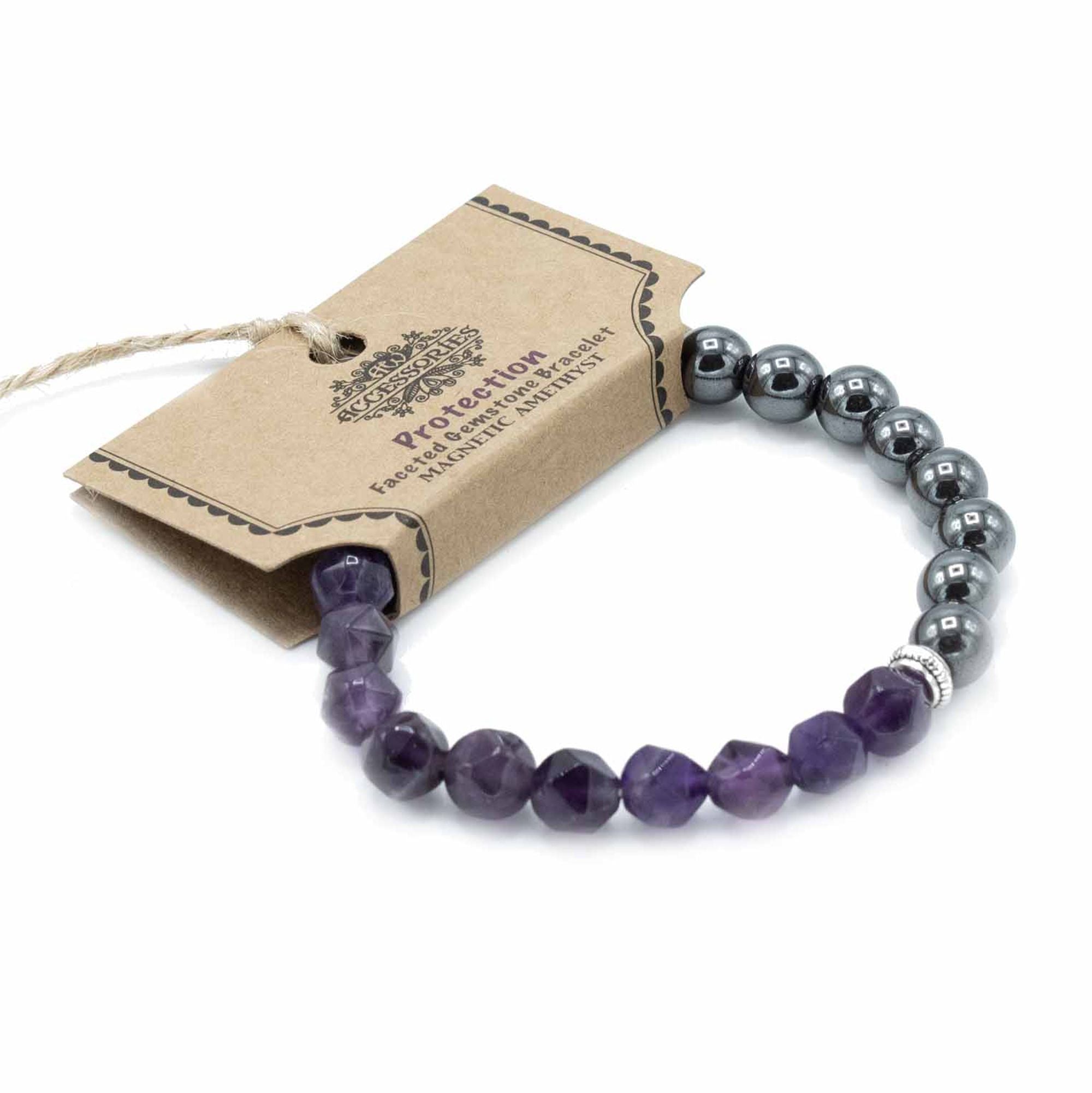 Pulseira Magnética em Pedra Natural Entalhada – Ametista