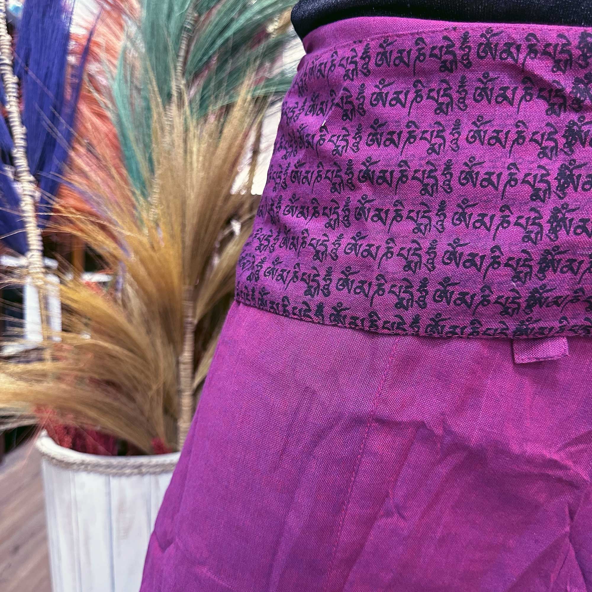 Yoga and festival pants - Thai fisherman mandala mantra in purple