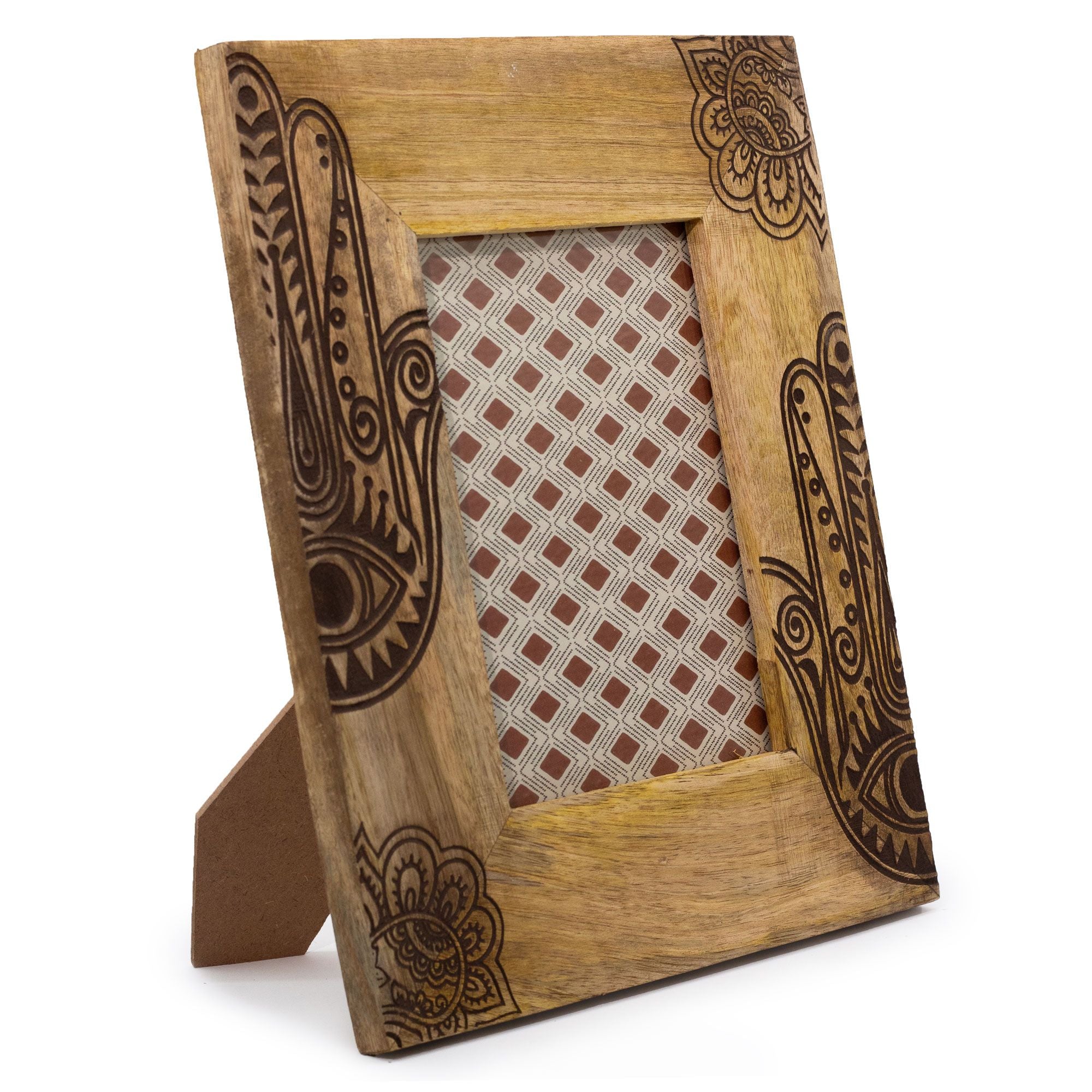 Moldura Grande em Madeira de Manga Hamsa Preto