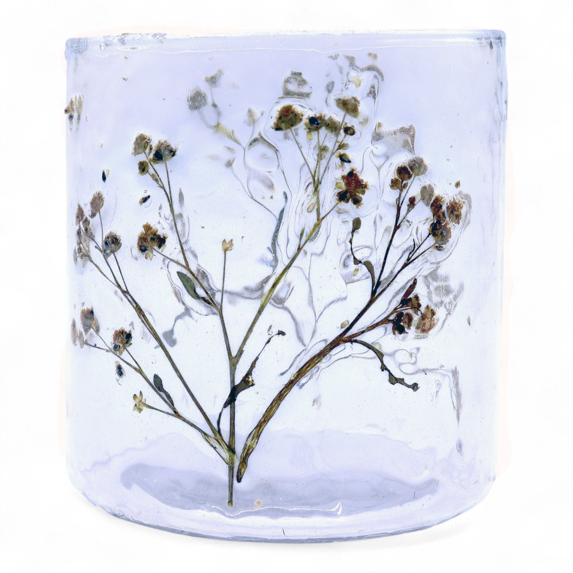 Castiçal de Vidro Floral Natural Cilíndrico Margarita 8 x 8 cm