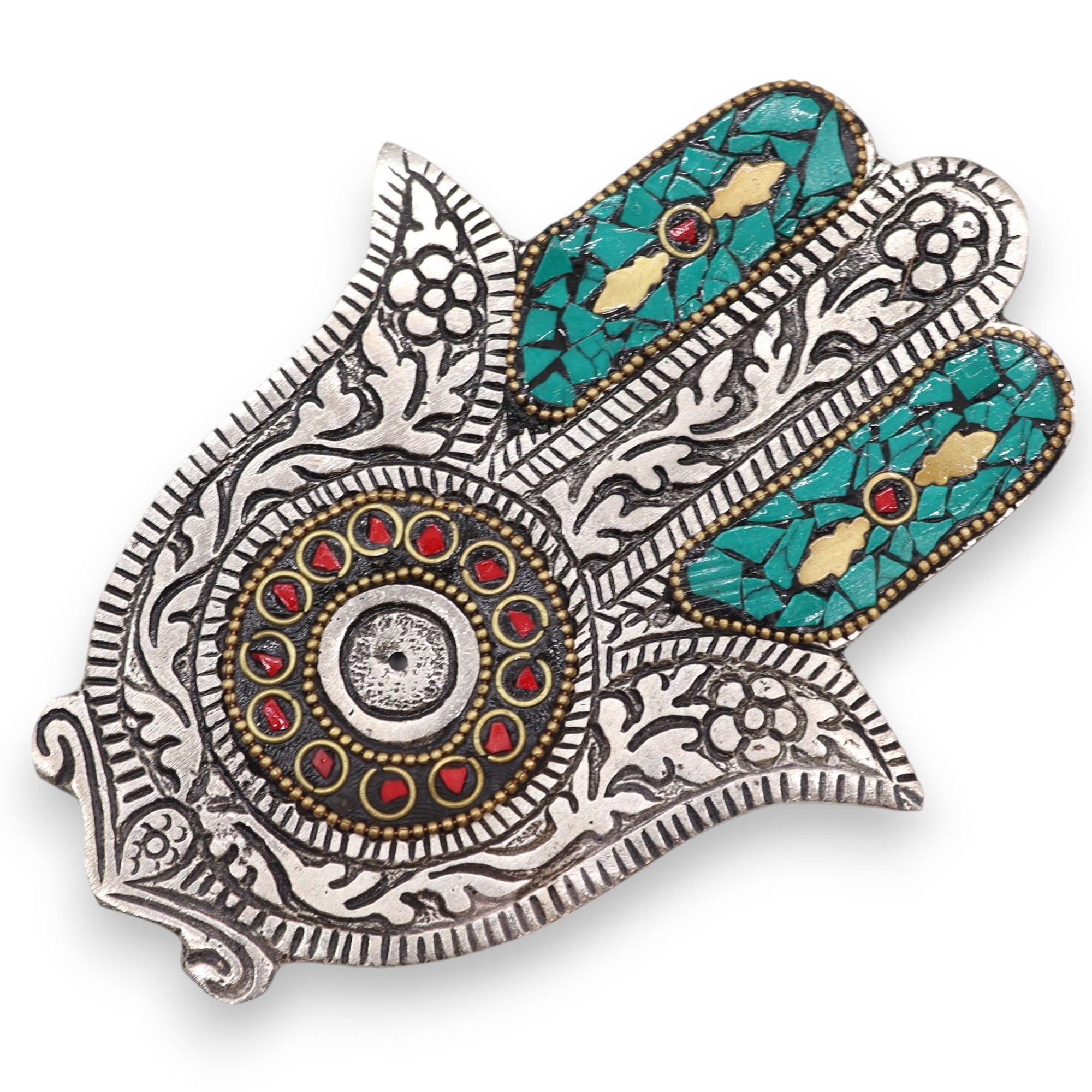 Suporte de Incenso Hamsa Pequeno Verde