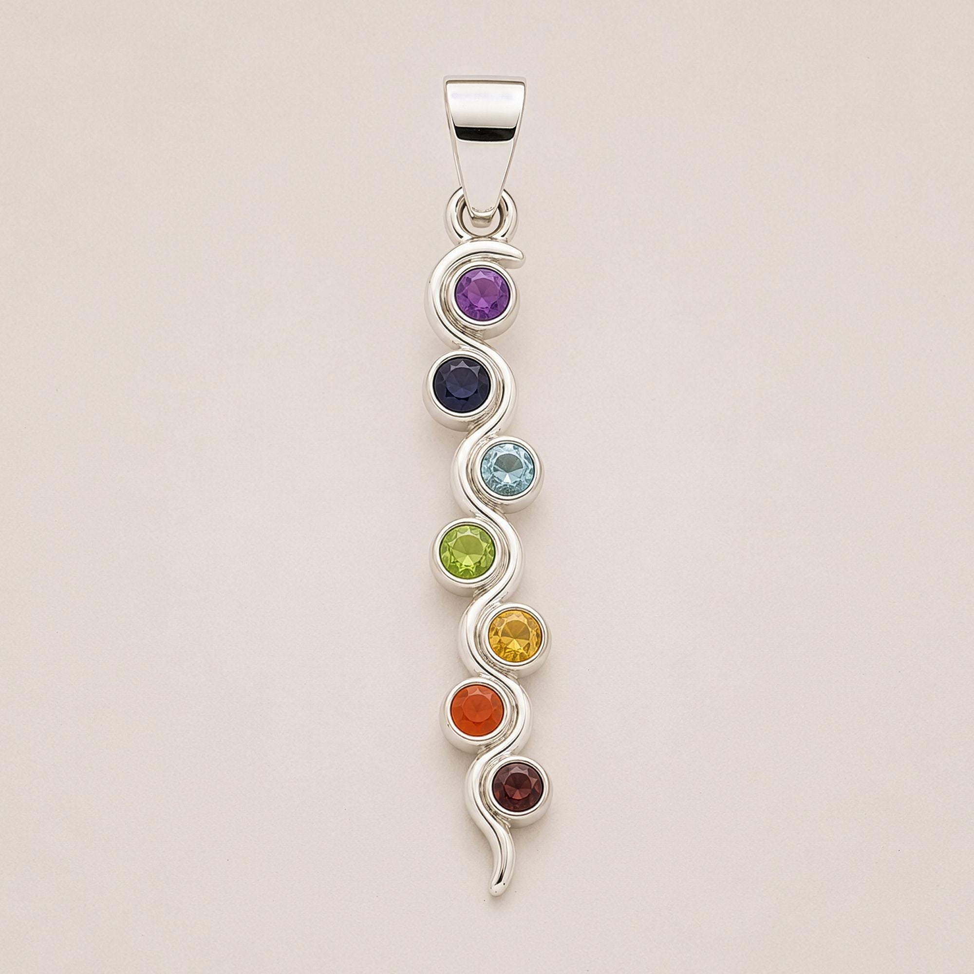 Pendente Devocional Banhado a Prata com Cordão de 45 cm - Chakra da Serpente