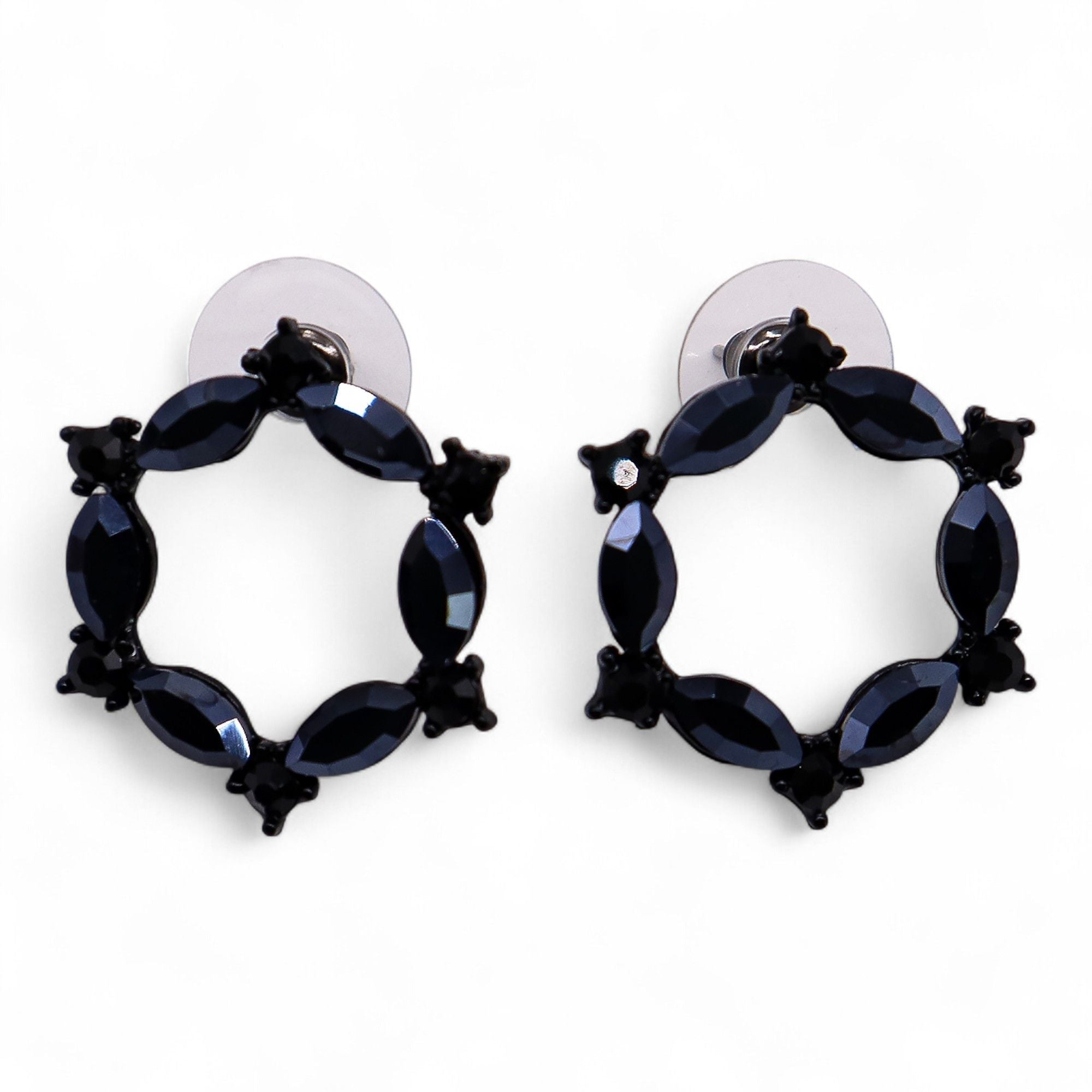 Brincos de Cristal Vintage - Aro - Preto Azabache