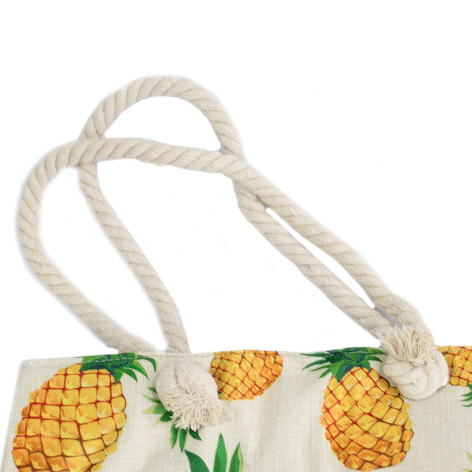 Bolsa shopper com alça de corda - Ananases tropicais
