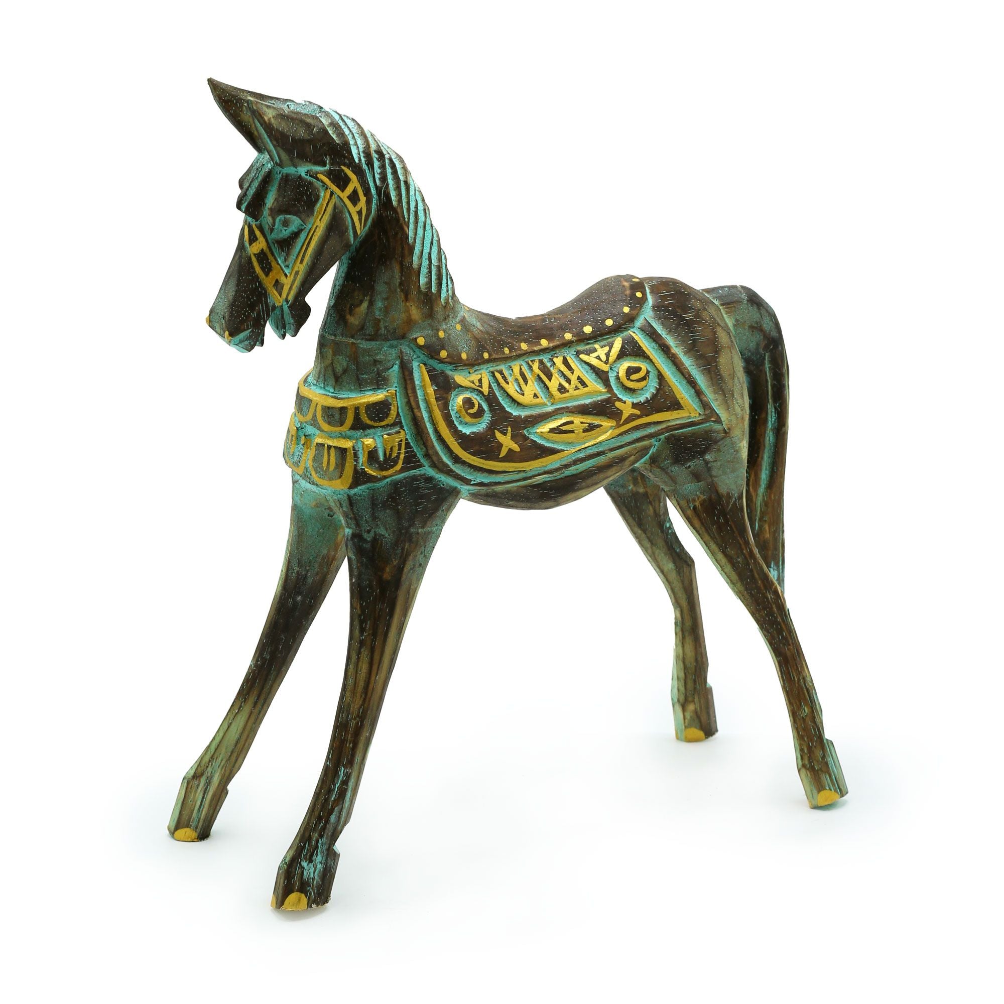 Cavalo Grande Dourado e Turquesa