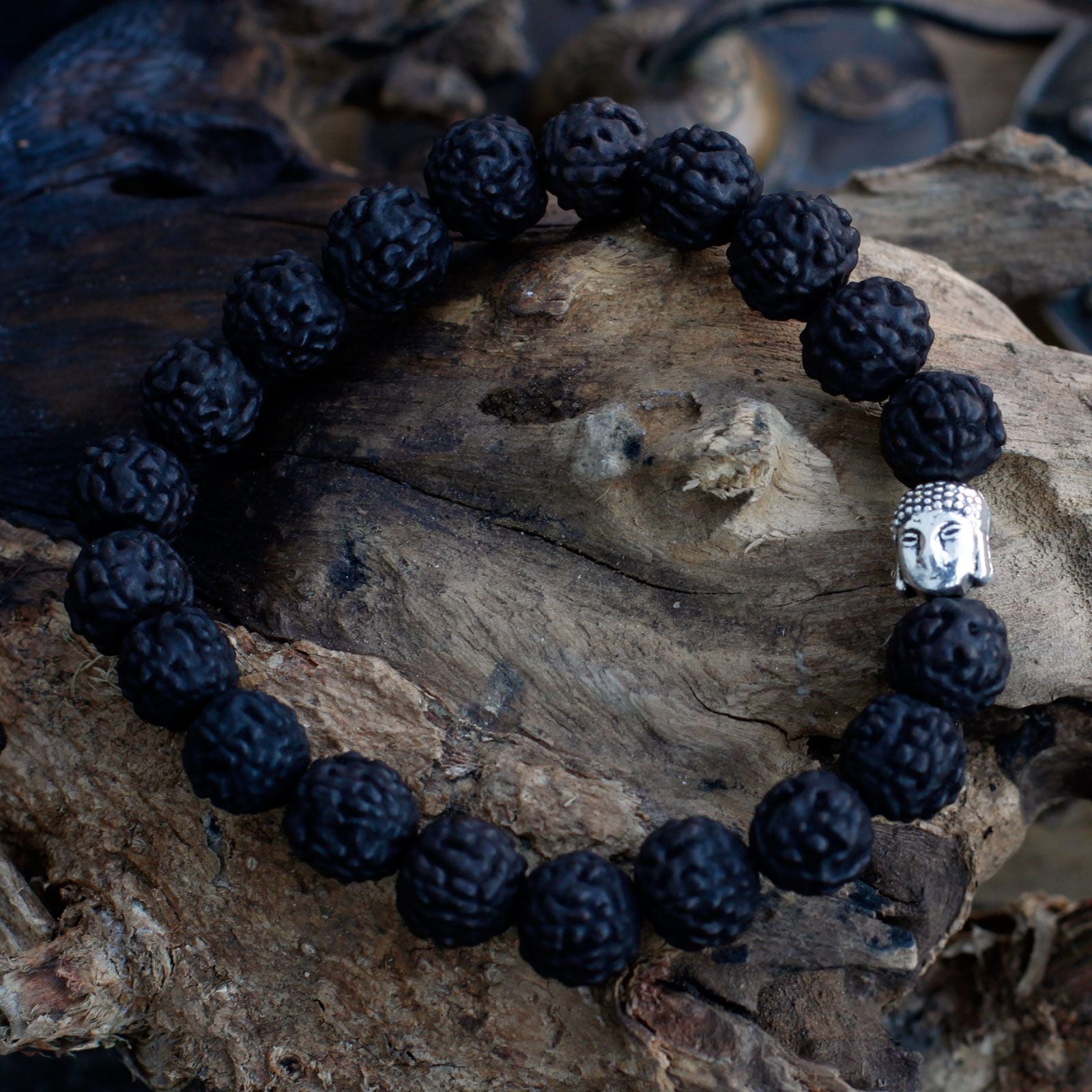 Pulseira Rudraksha Buda Japa Mala - Escuro