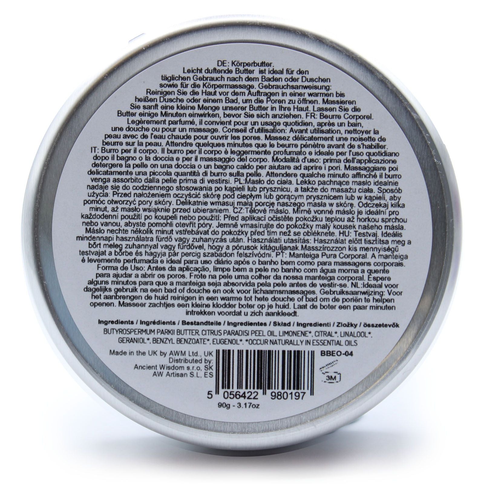 Manteiga Corporal de Karité com Aromaterapia - Toranja - 90 g