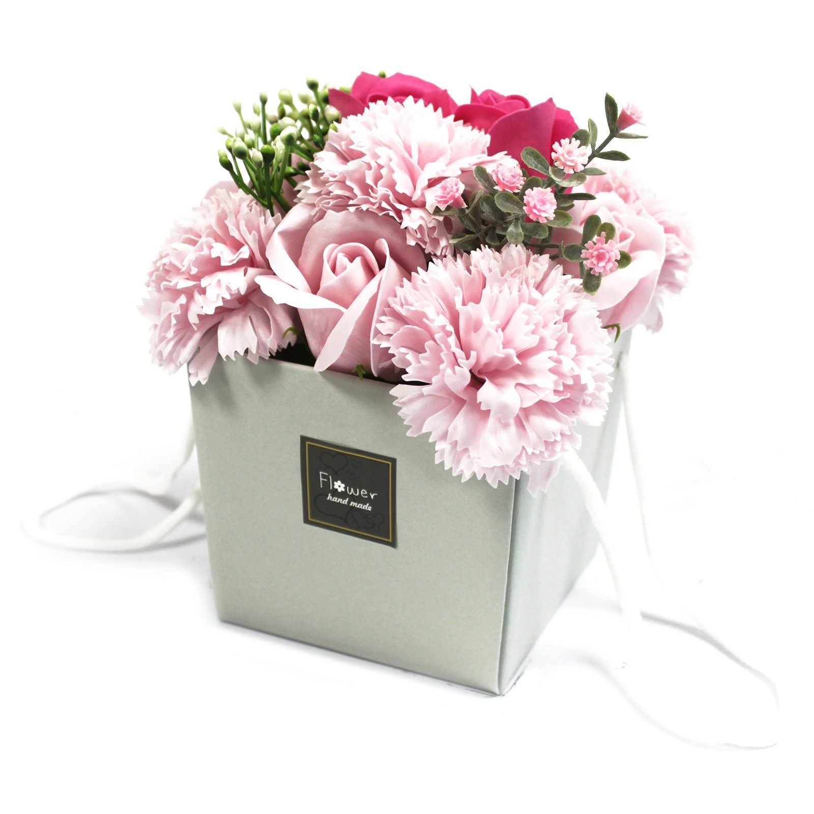 Bouquet de Flores de Sabão - Rosas Rosa e Cravos