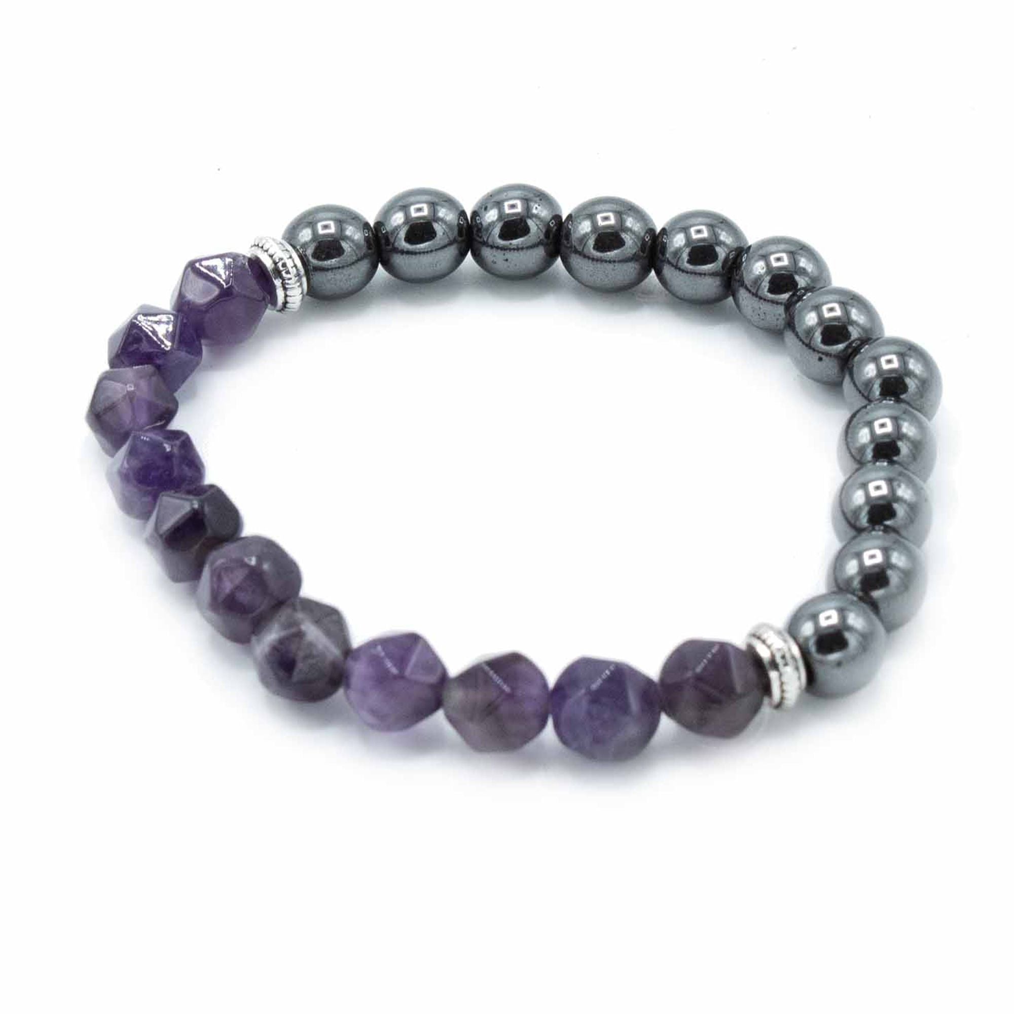 Pulseira Magnética em Pedra Natural Entalhada – Ametista