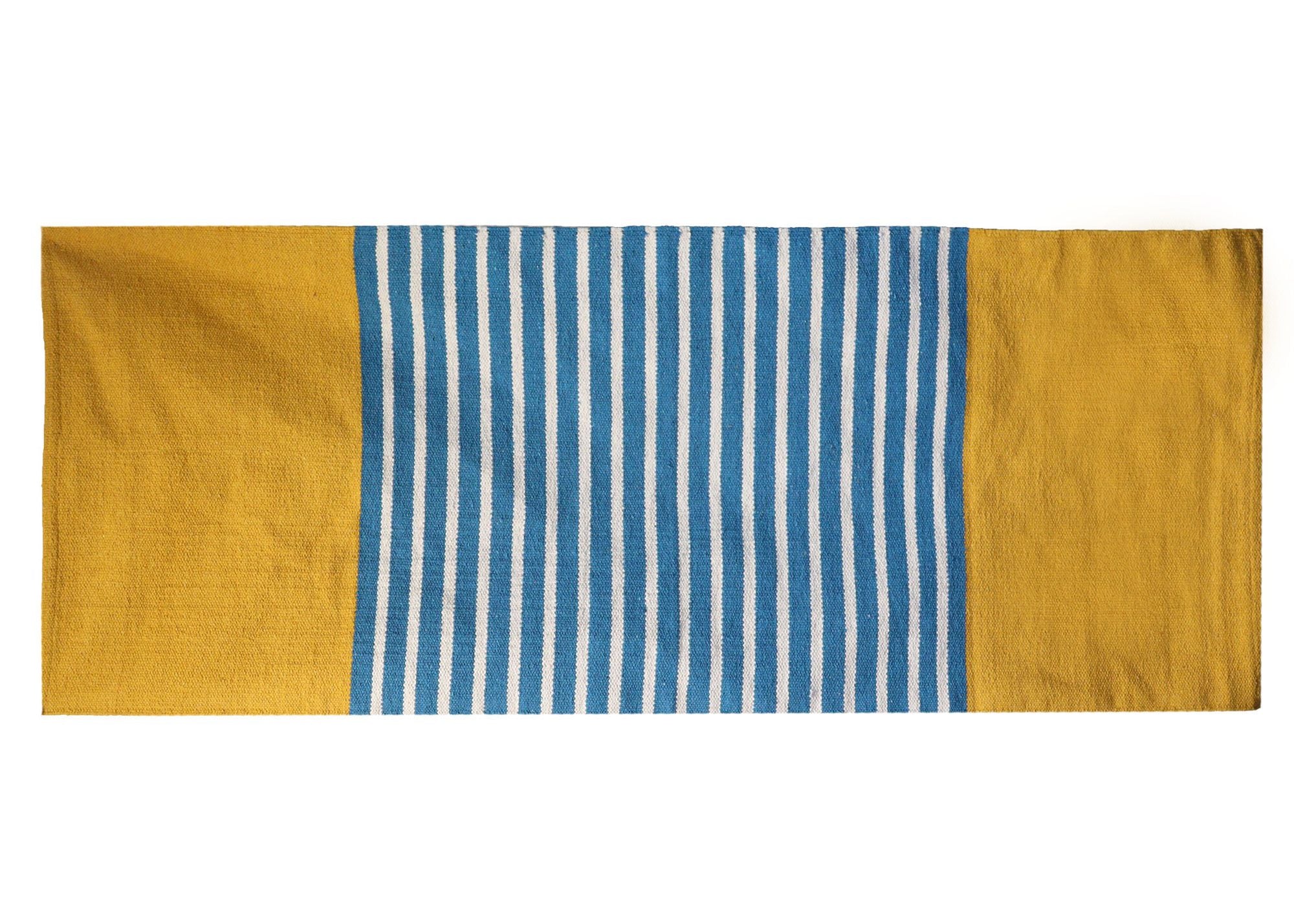 Tapete Indiano em Algodão Amarelo e Azul