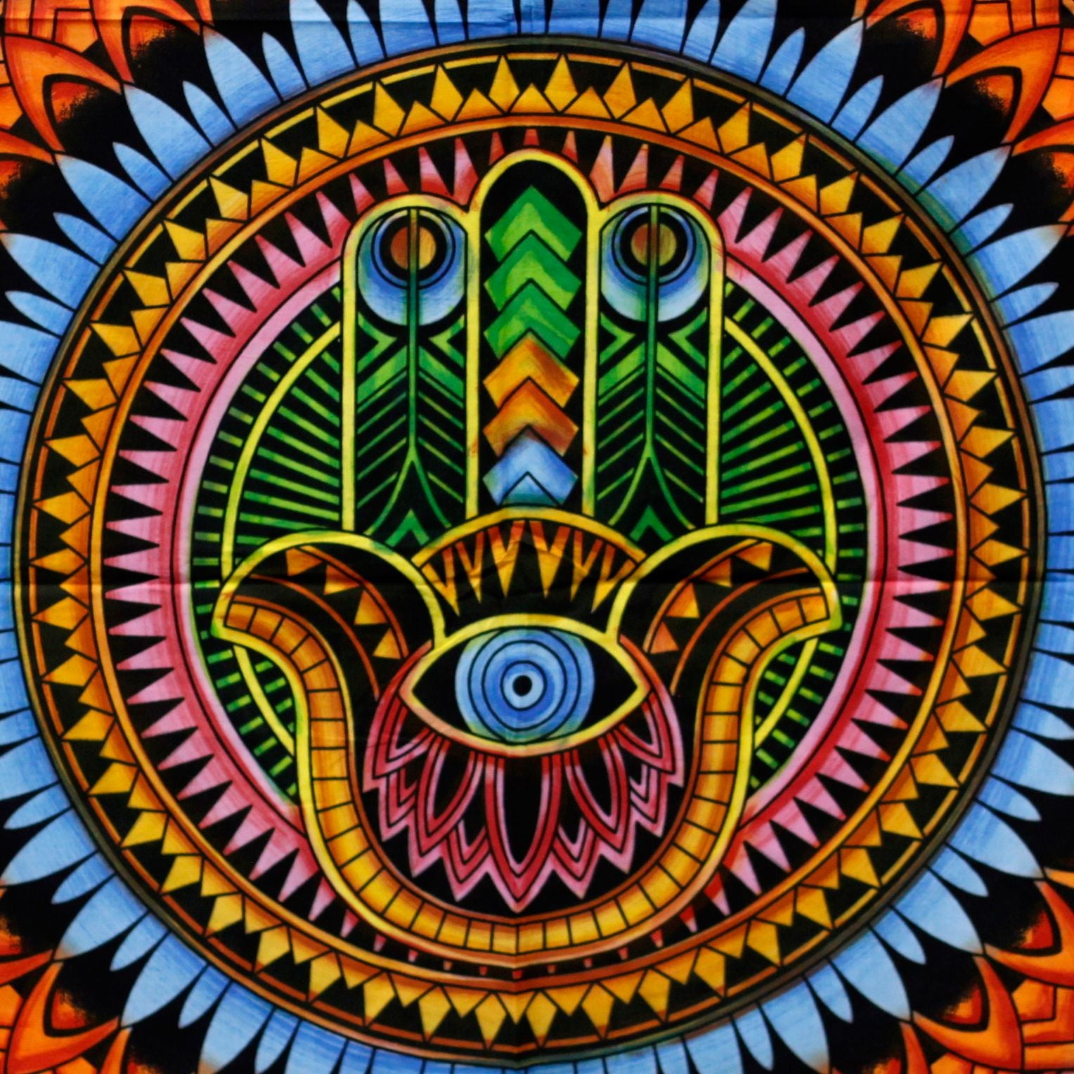 Arte de Parede em Algodão Hamsa