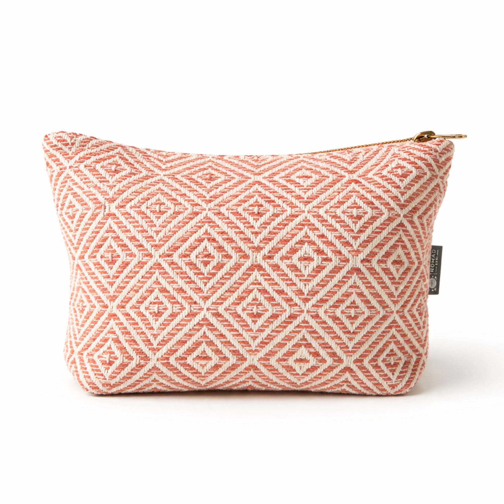 Necessaire em Tecido Jacquard Indiano - Padrão Coral Geométrico
