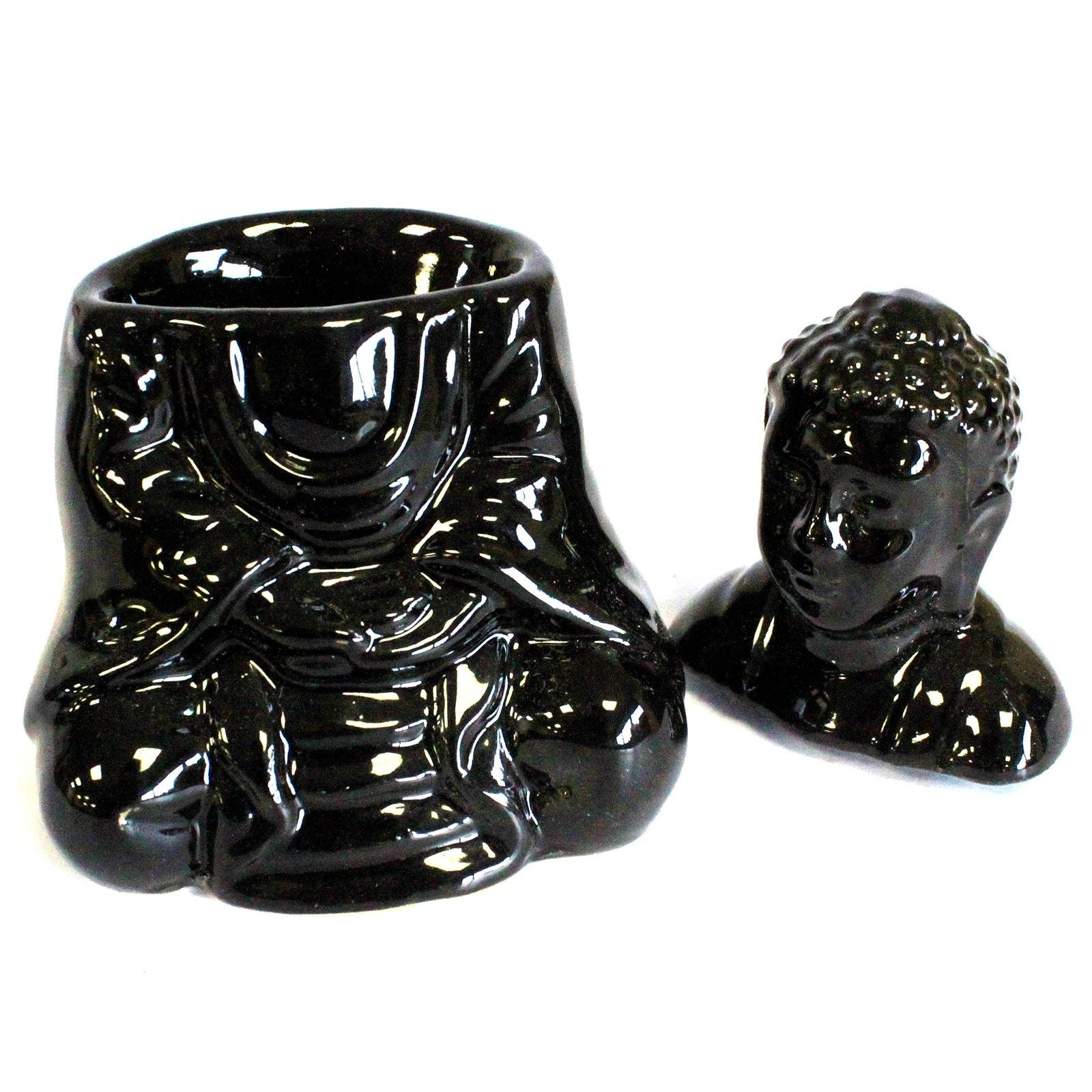Quemador de Aceite Buda Sentado – Negro