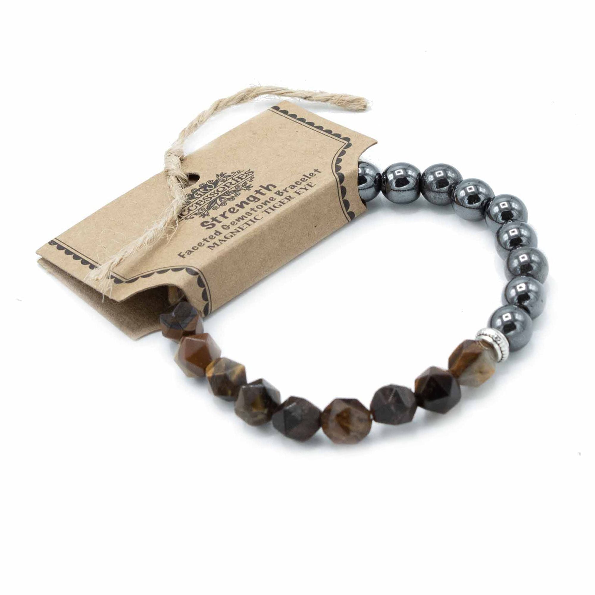 Pulseira Magnética em Pedra Natural Entalhada – Olho de Tigre