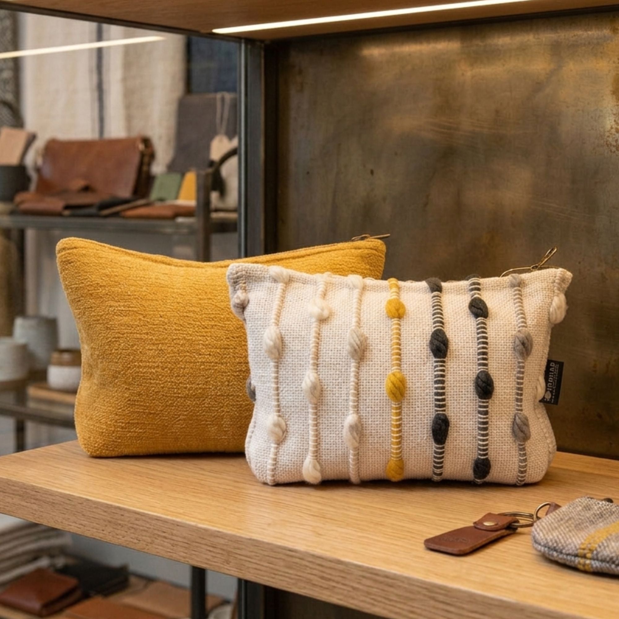Necessaire em Tecido Jacquard Indiano - Padrão Nó Boémio