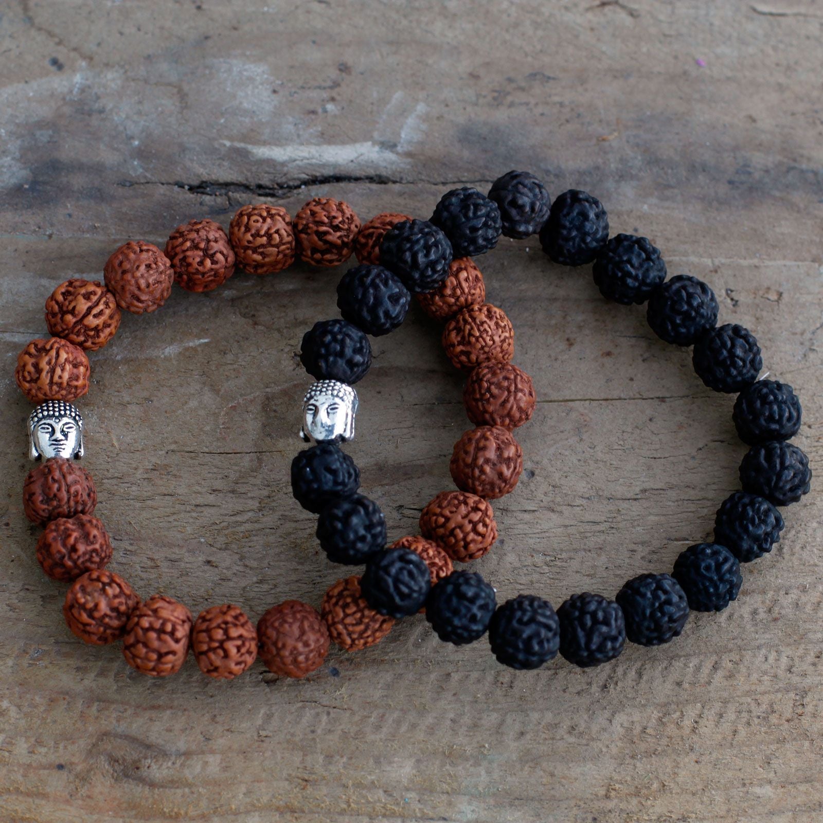 Pulseira Rudraksha Buda Japa Mala - Escuro