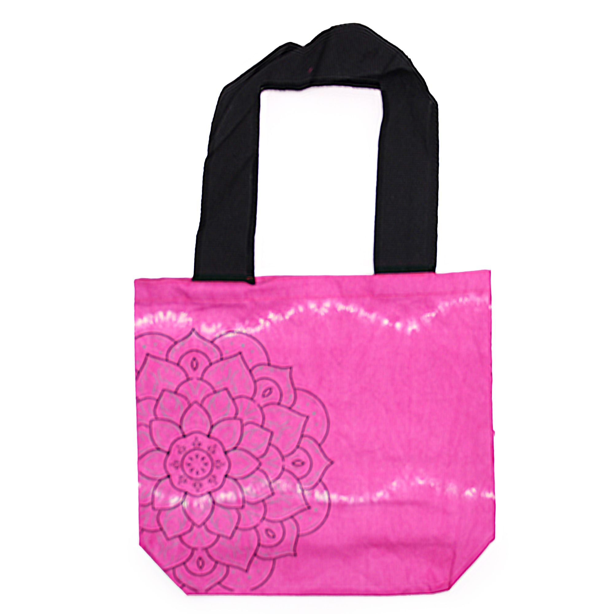 Bolsa de Algodão Tie Dye - Mandala - Magenta - Alça Preta