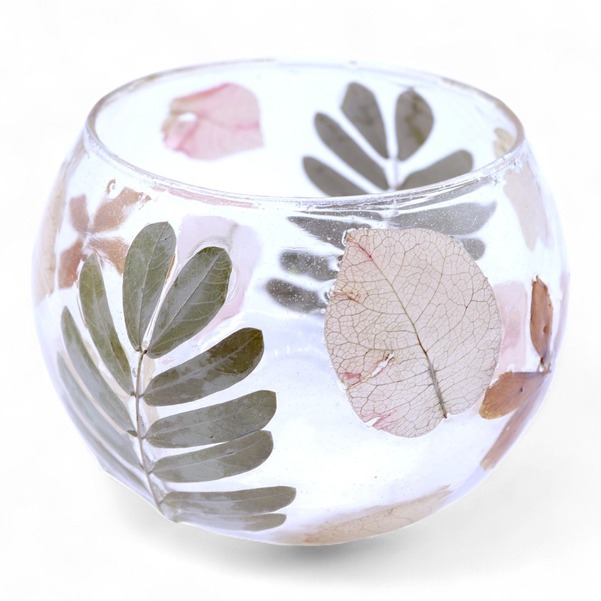Castiçal de Vidro Floral Natural Taça Primavera 8 x 10 cm