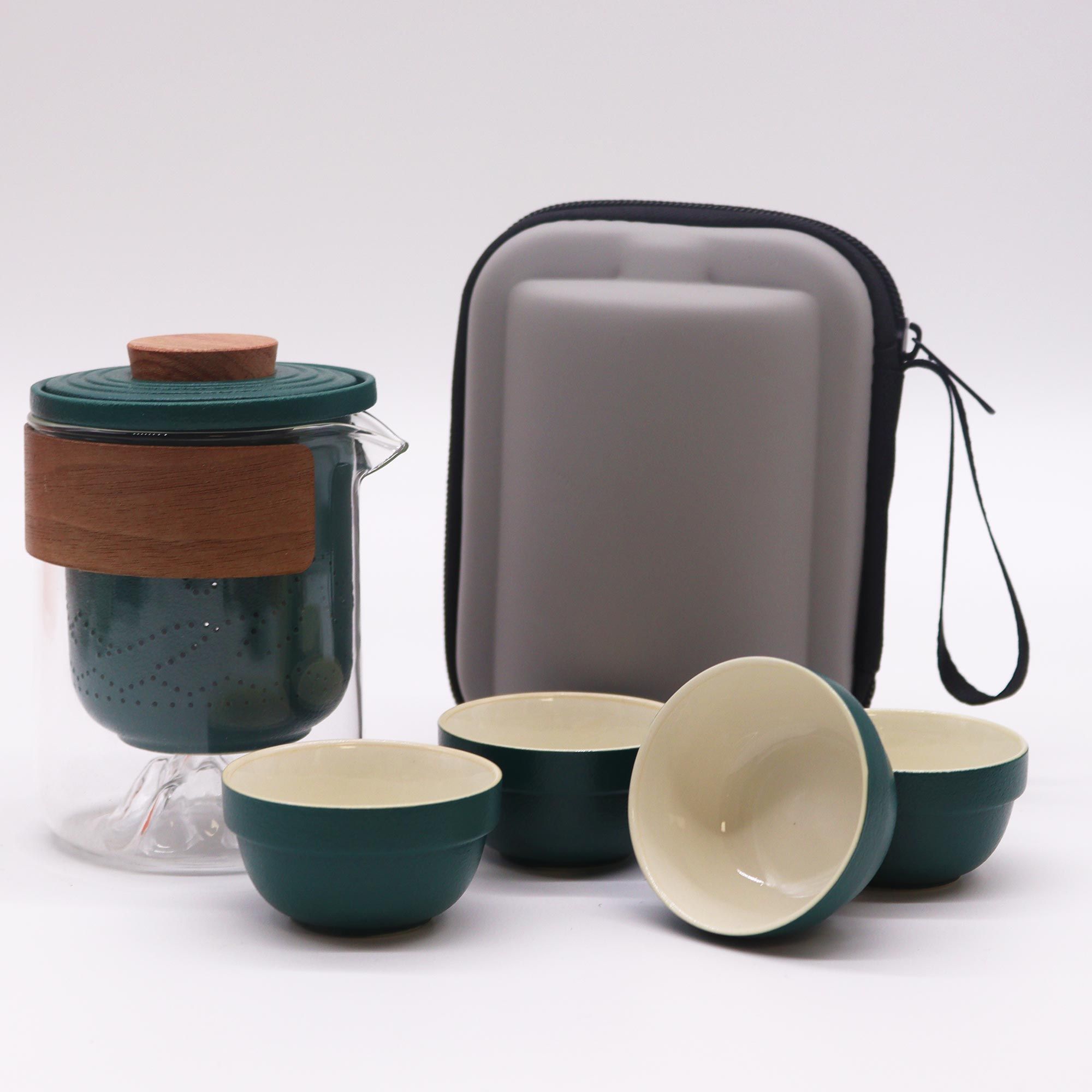 Mountain Travel Teapot Set – Teapot, Four Cups, and Travel Case