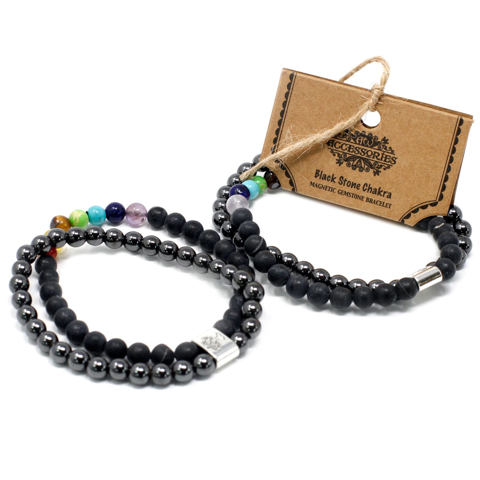 Magnetic Bracelet in Natural Stones - Black Stone Chakra