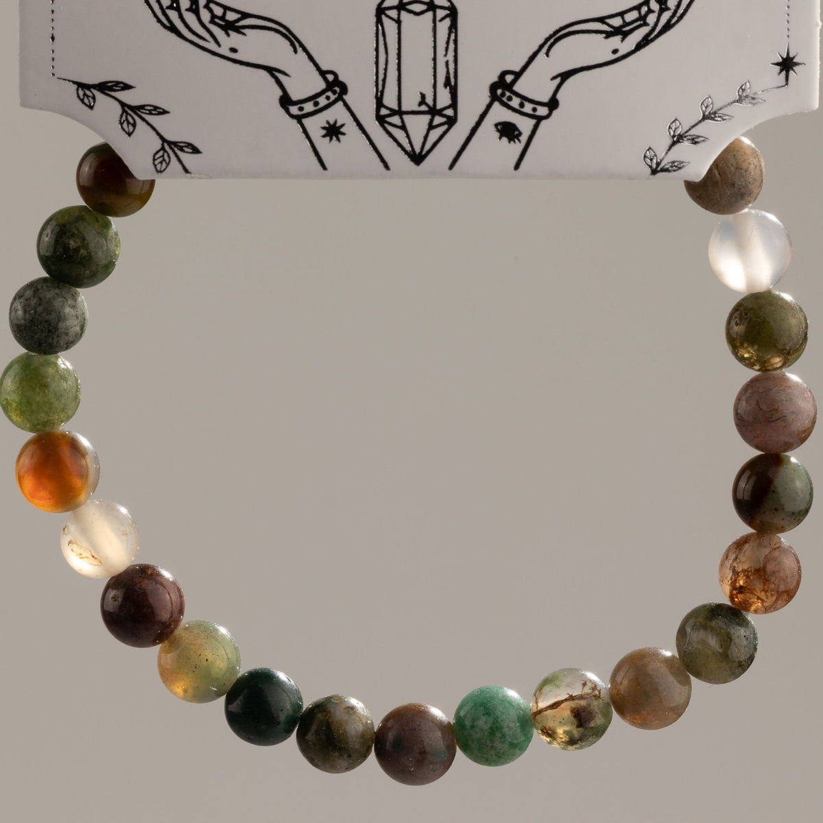 Pulseira de Poder Pequena (17cm x 6mm) - Ágata Musgosa