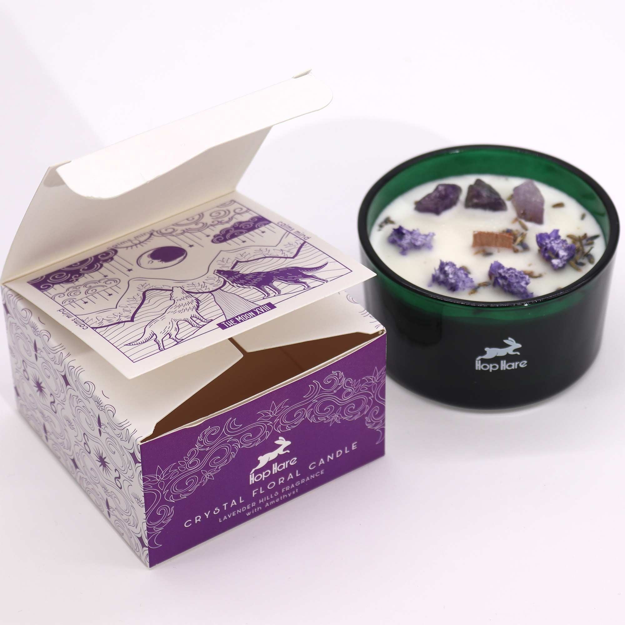 Vela Floral Mágica com Cristal Hop Hare Lua