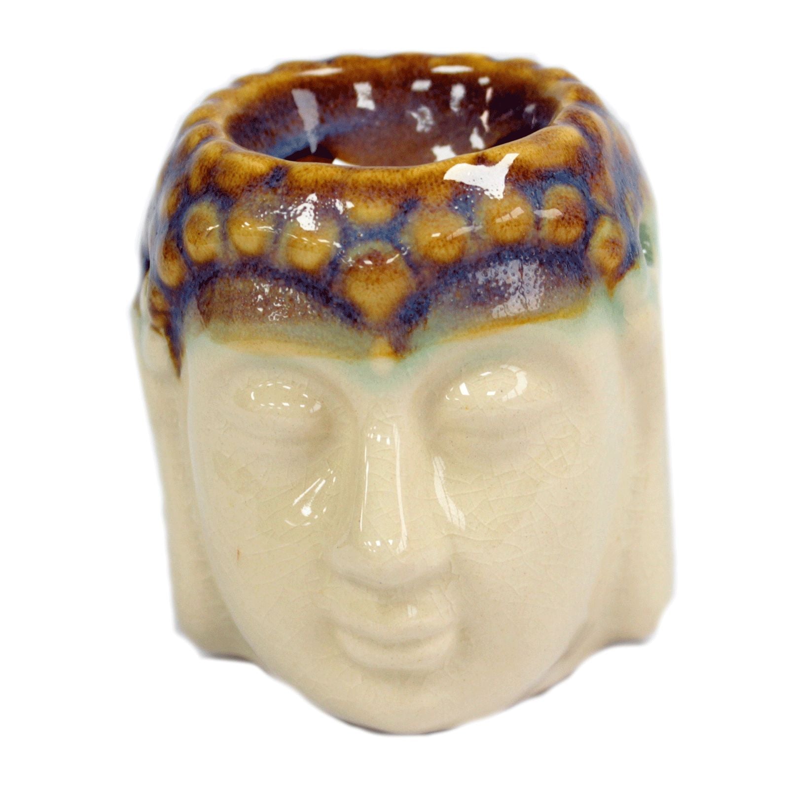 Queimador de Óleo Buda Rosto – Marfim e Azul