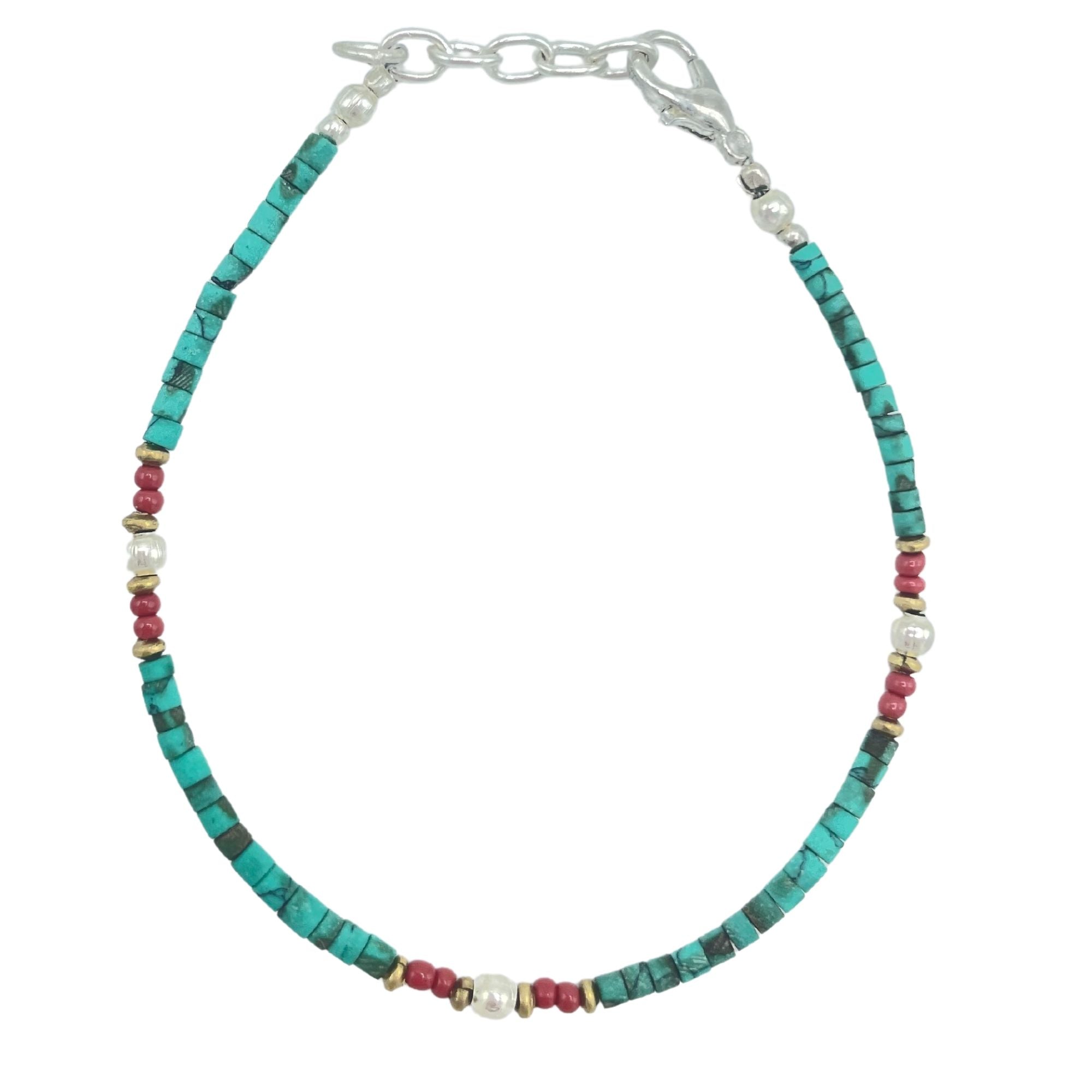 Pulseira Nepalesa de Gemas Extrafinas - Turquesa e Pedra