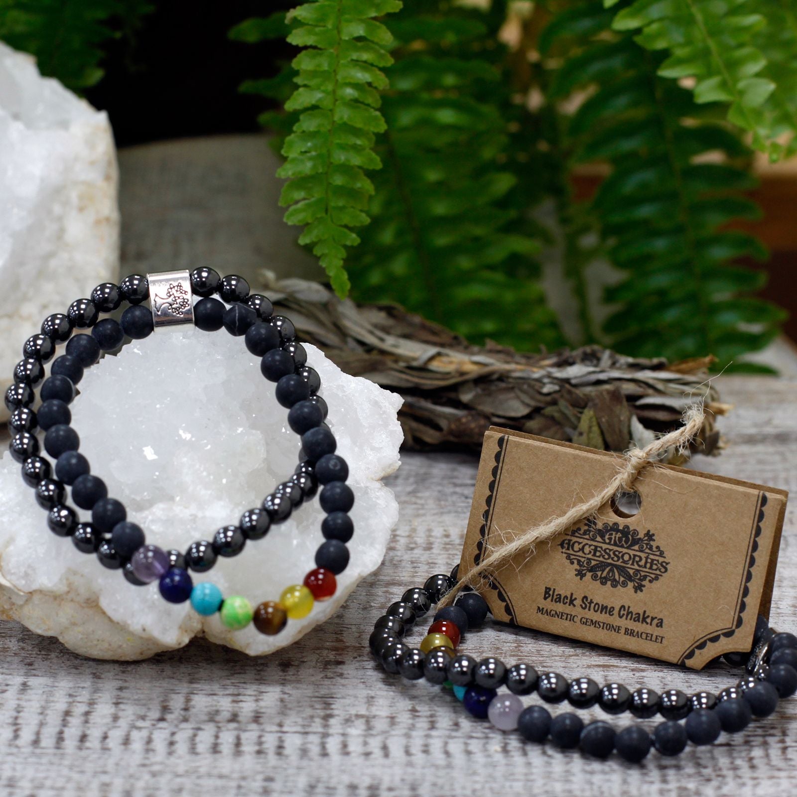 Magnetic Bracelet in Natural Stones - Black Stone Chakra
