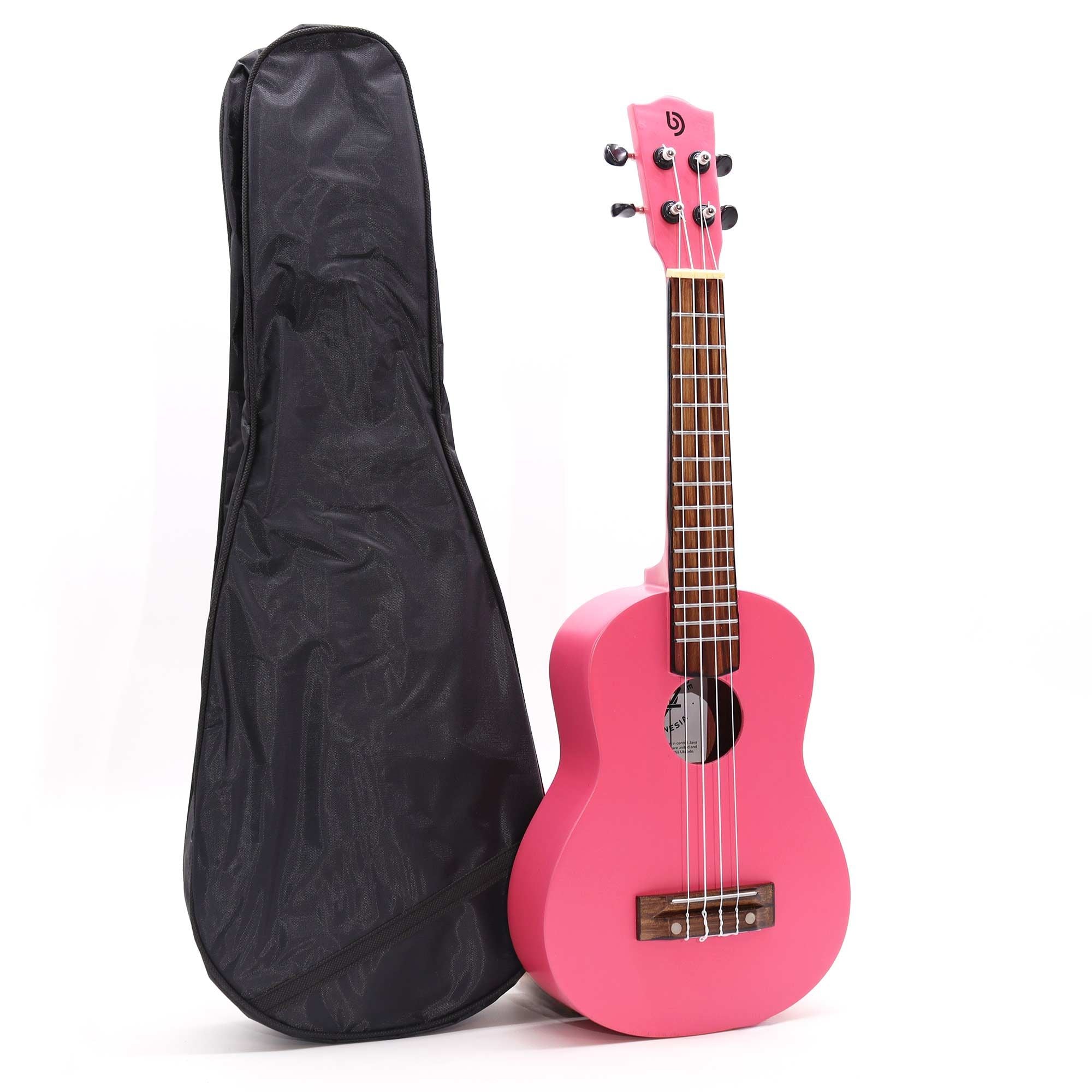 Ukulele Artesanal - Acabamento Rosa Brilhante (4 Cordas)