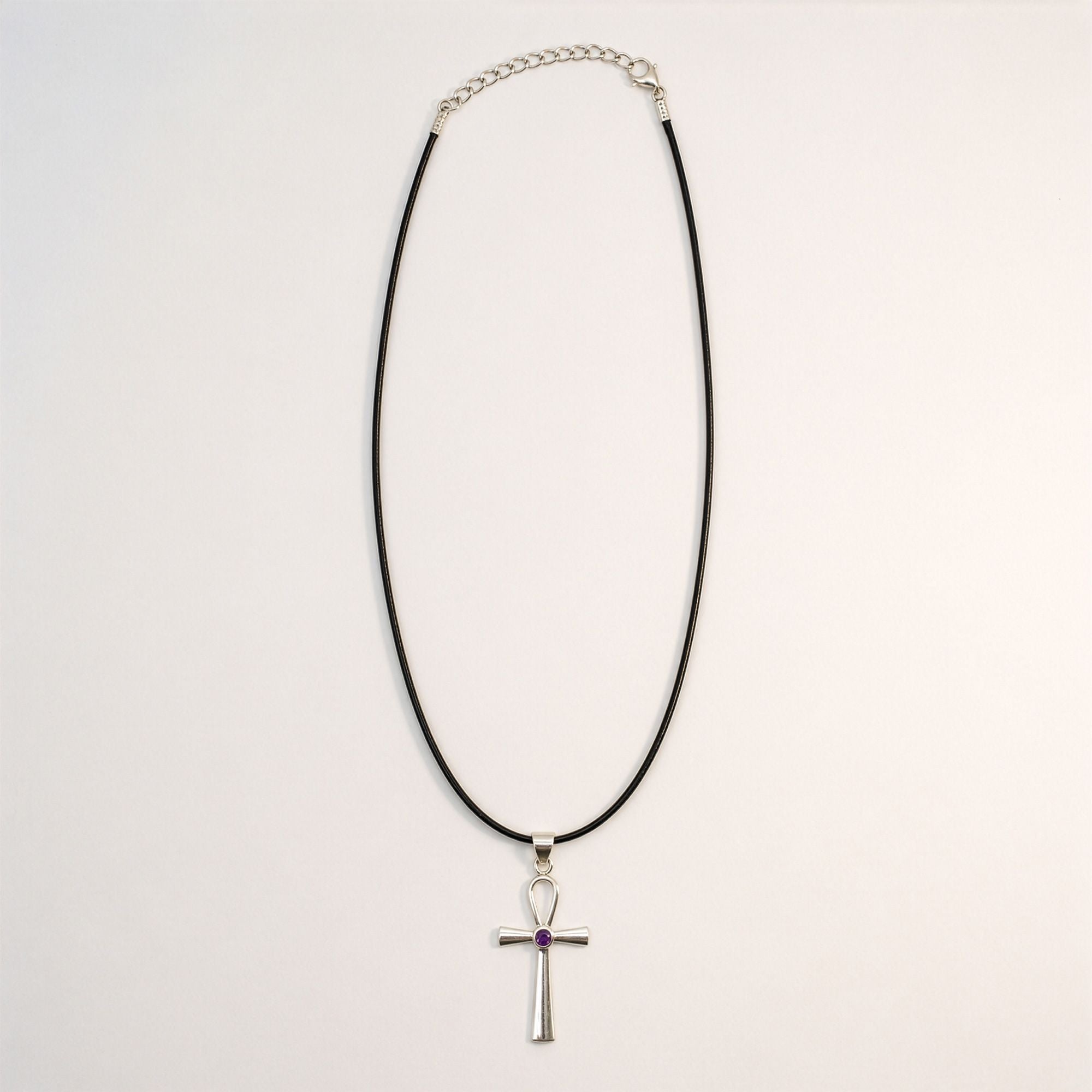 Pendente Devocional Banhado a Prata com Cordão de 45 cm - Símbolo Ankh da Vida Eterna