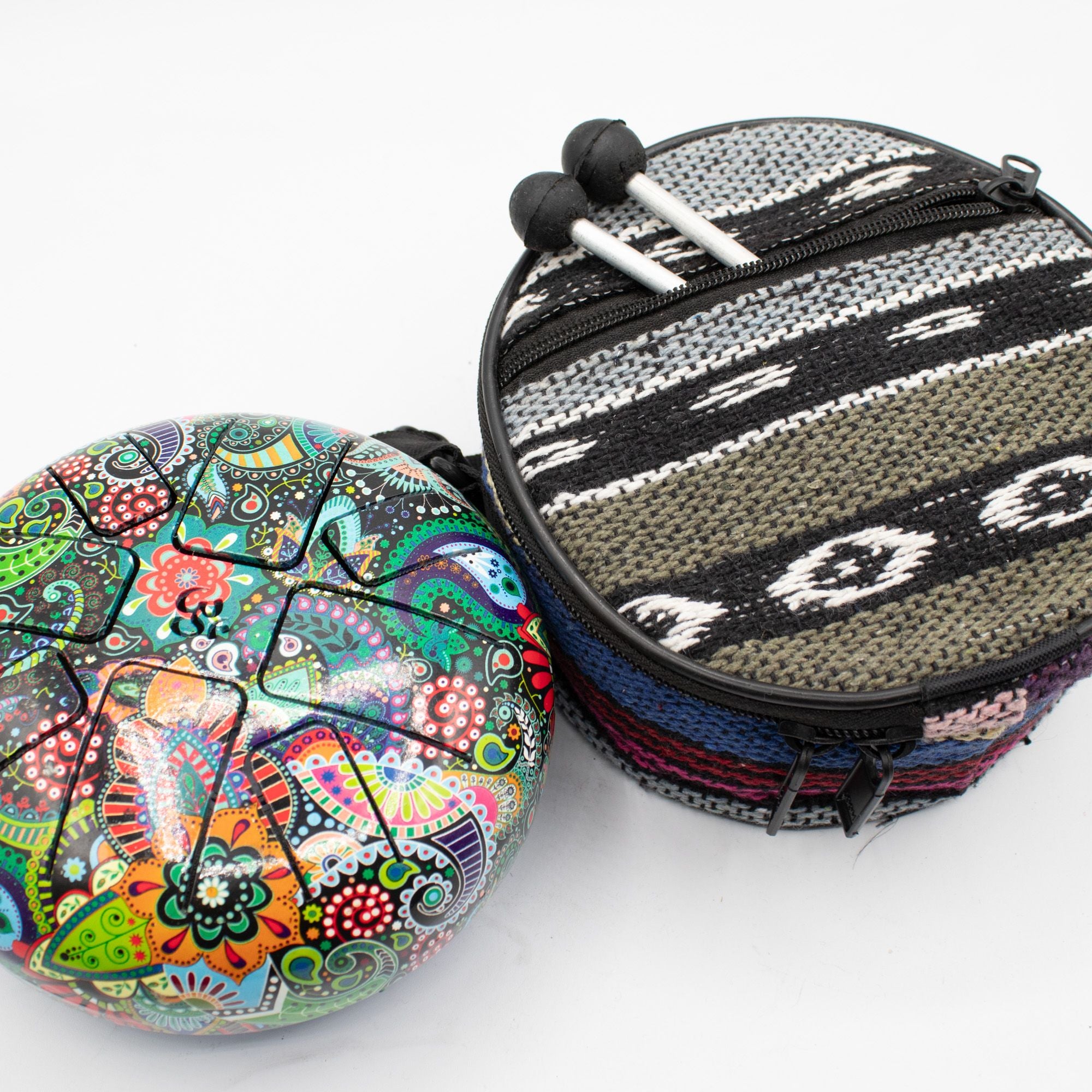 Tambor Hapi Low Med Folha Mandala - 14x7 cm