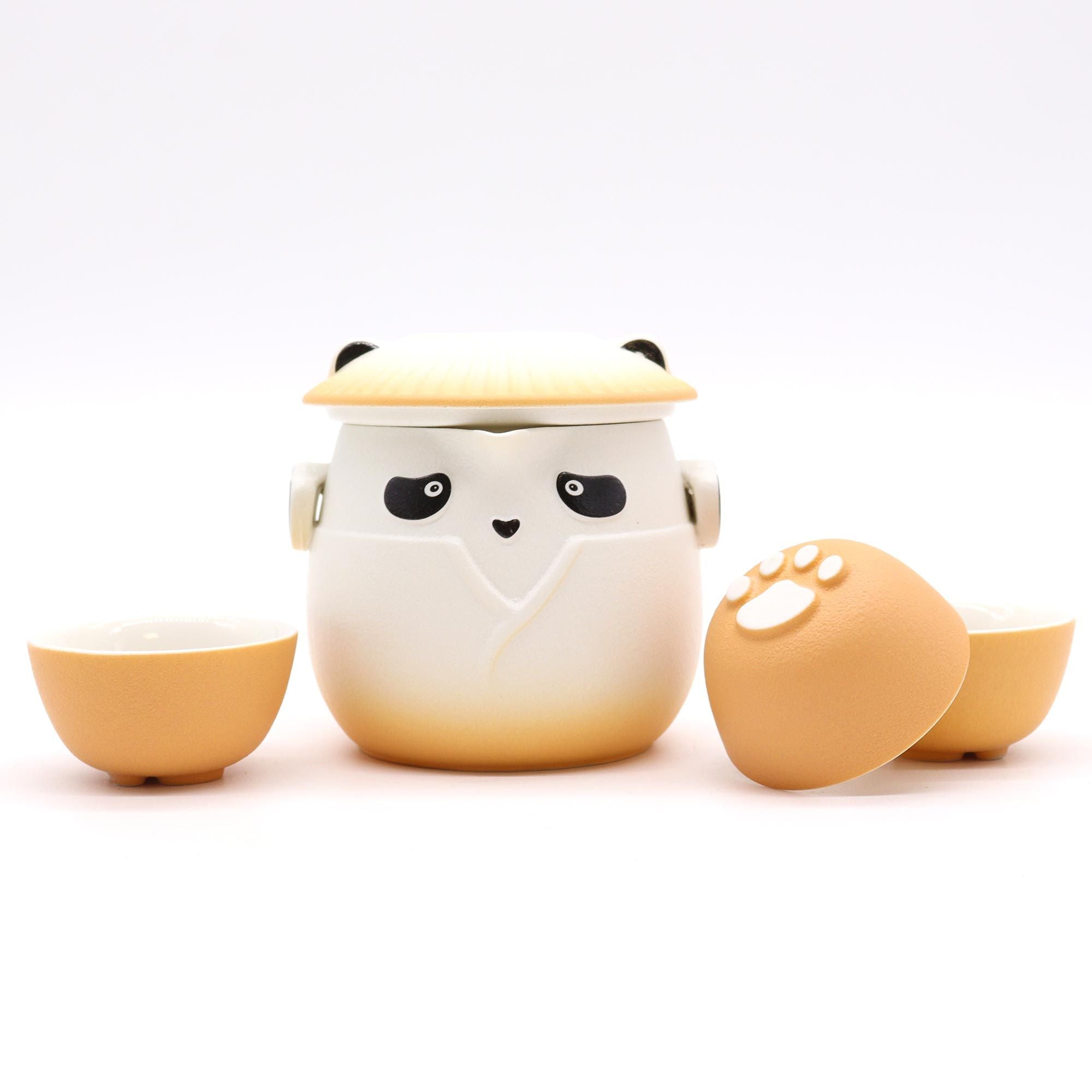 Conjunto de Bule Panda e Três Chávenas – Laranja