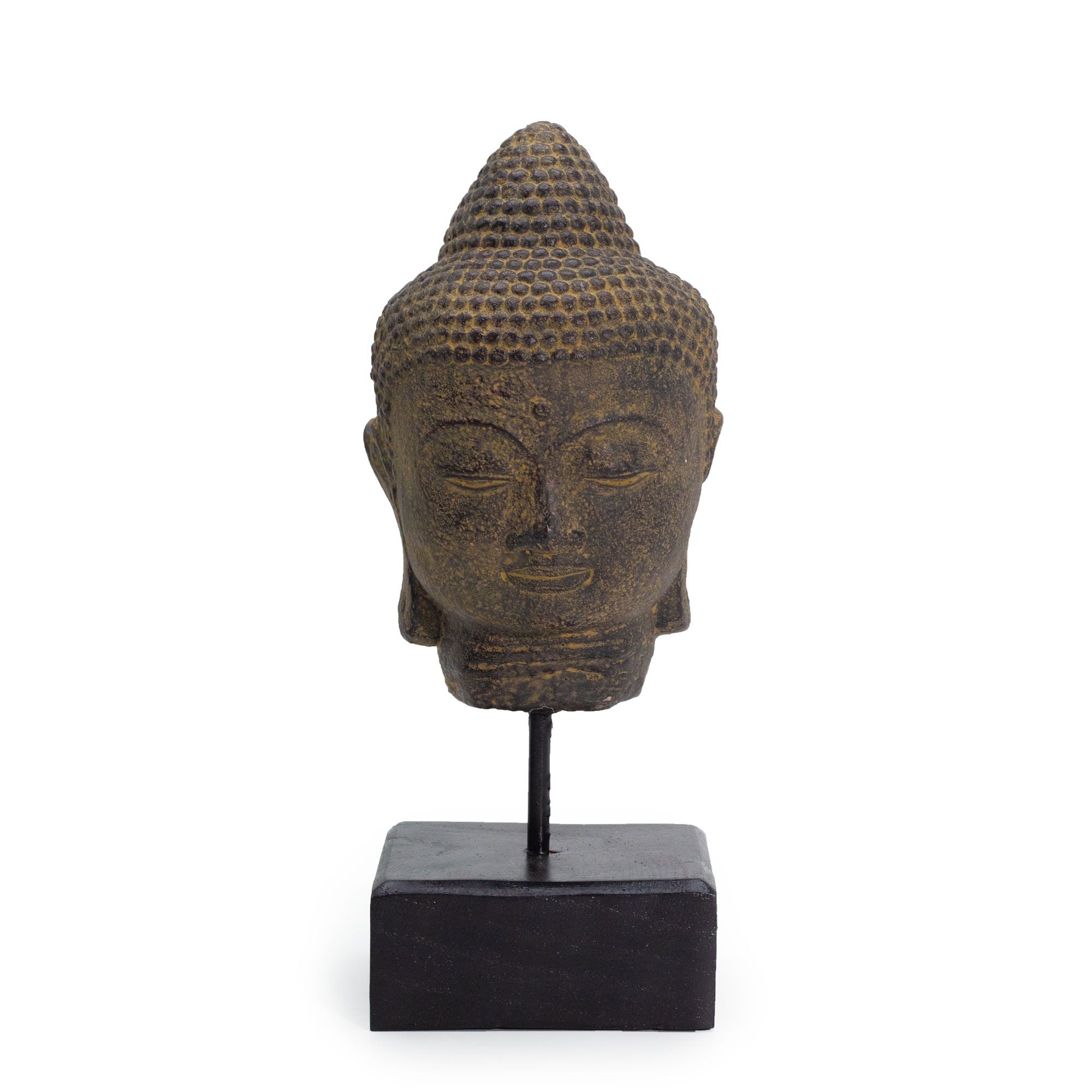 Cabeça de Buda em Repouso com Suporte – Cinzento