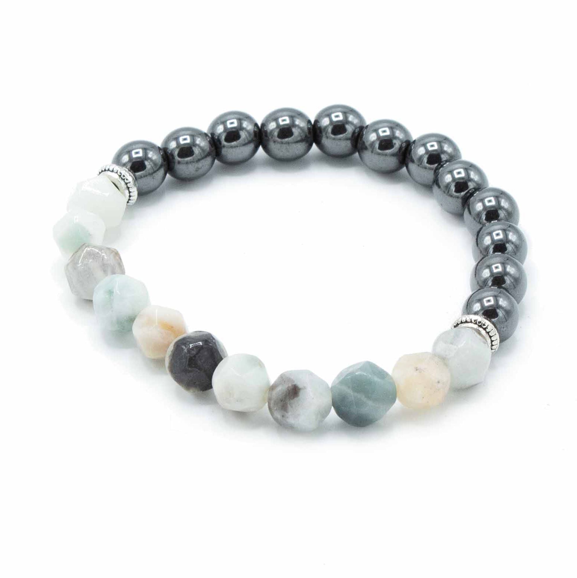 Carved Natural Stone Magnetic Bracelet - Mountain Jade