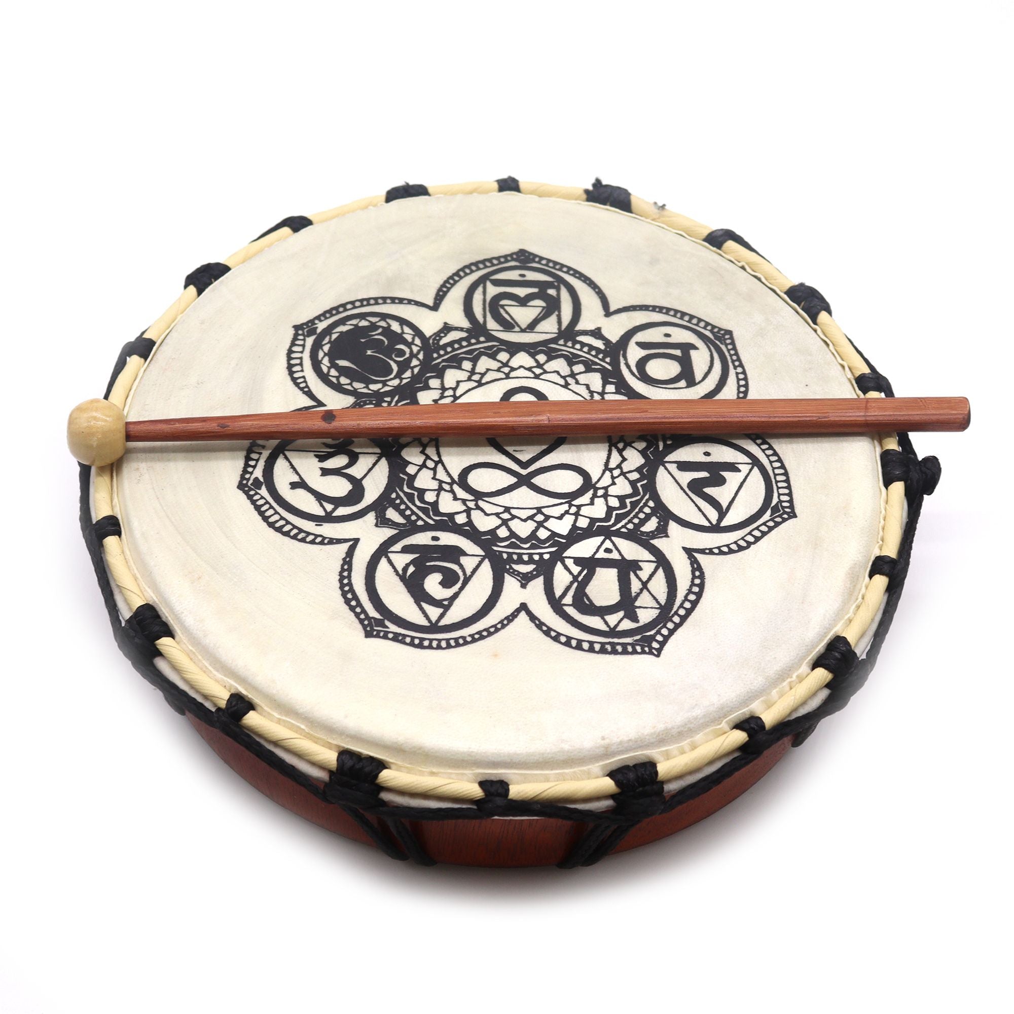 Tambor Xamânico Chakra com Baqueta - 25 cm