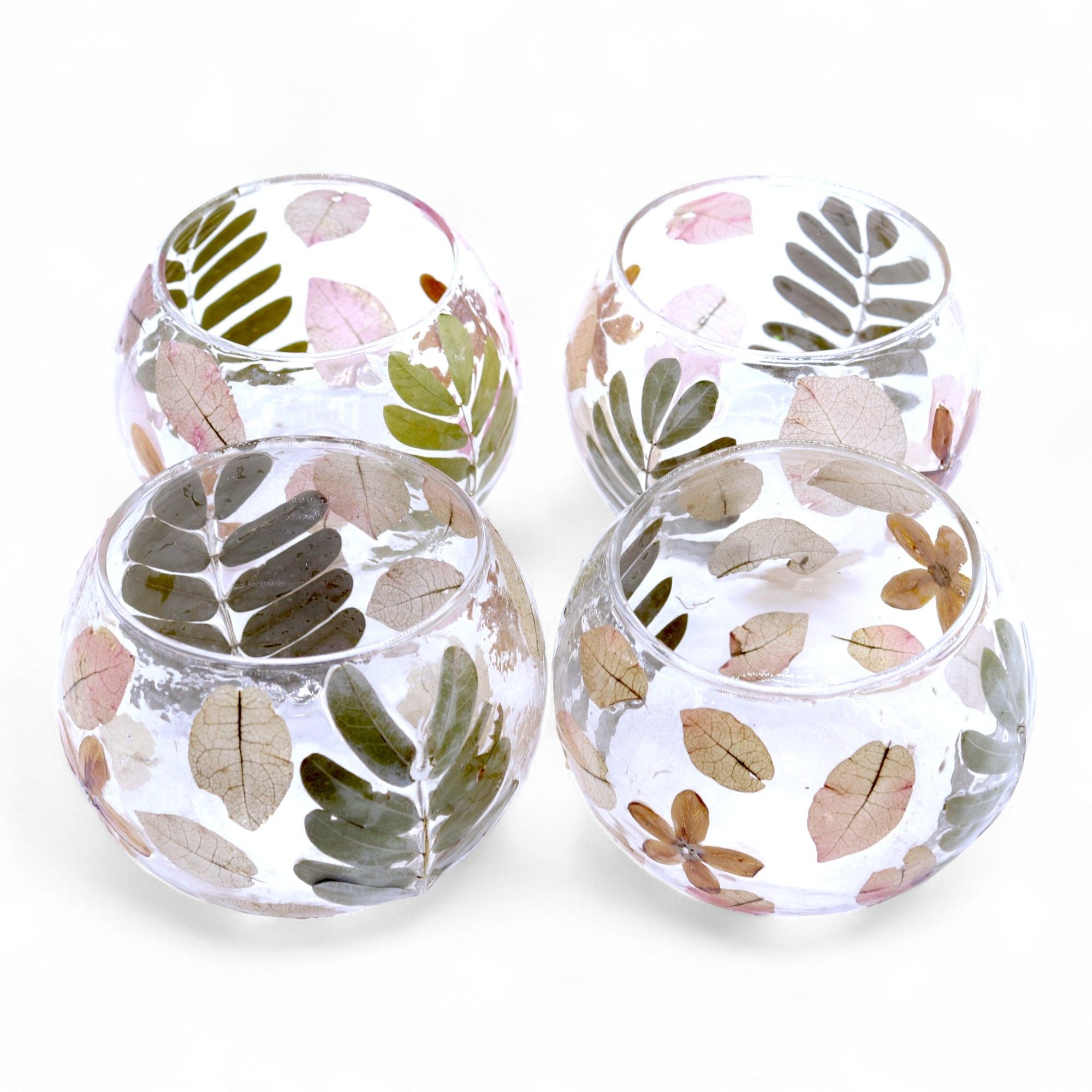 Castiçal de Vidro Floral Natural Taça Primavera 8 x 10 cm