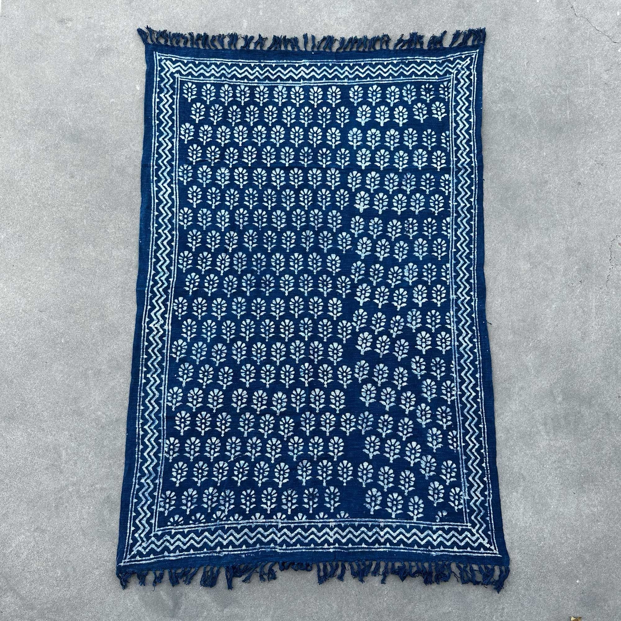 Manta Índigo Artesanal Flor de Chhota