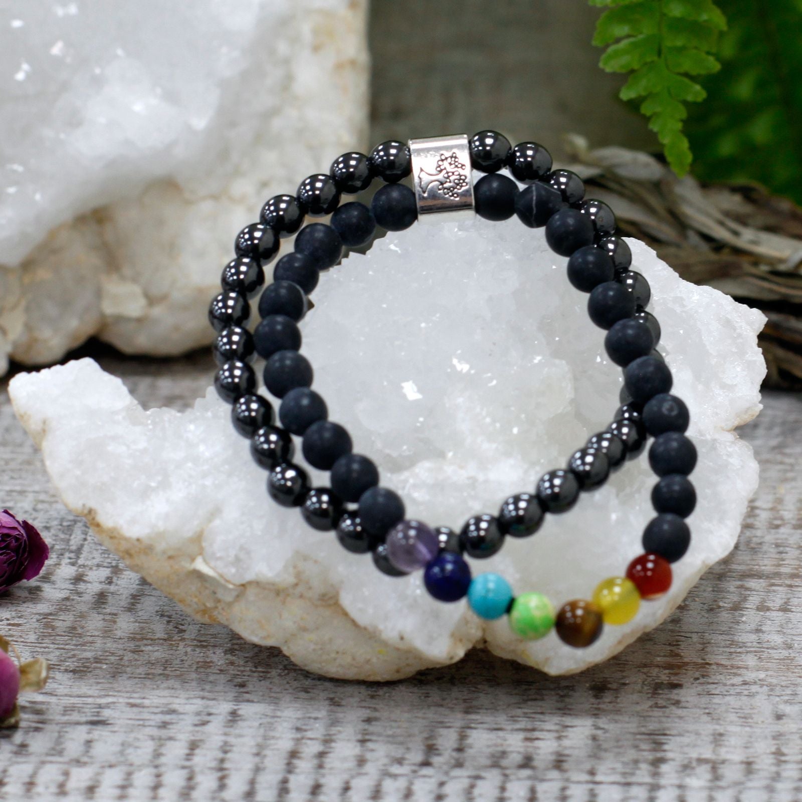 Magnetic Bracelet in Natural Stones - Black Stone Chakra