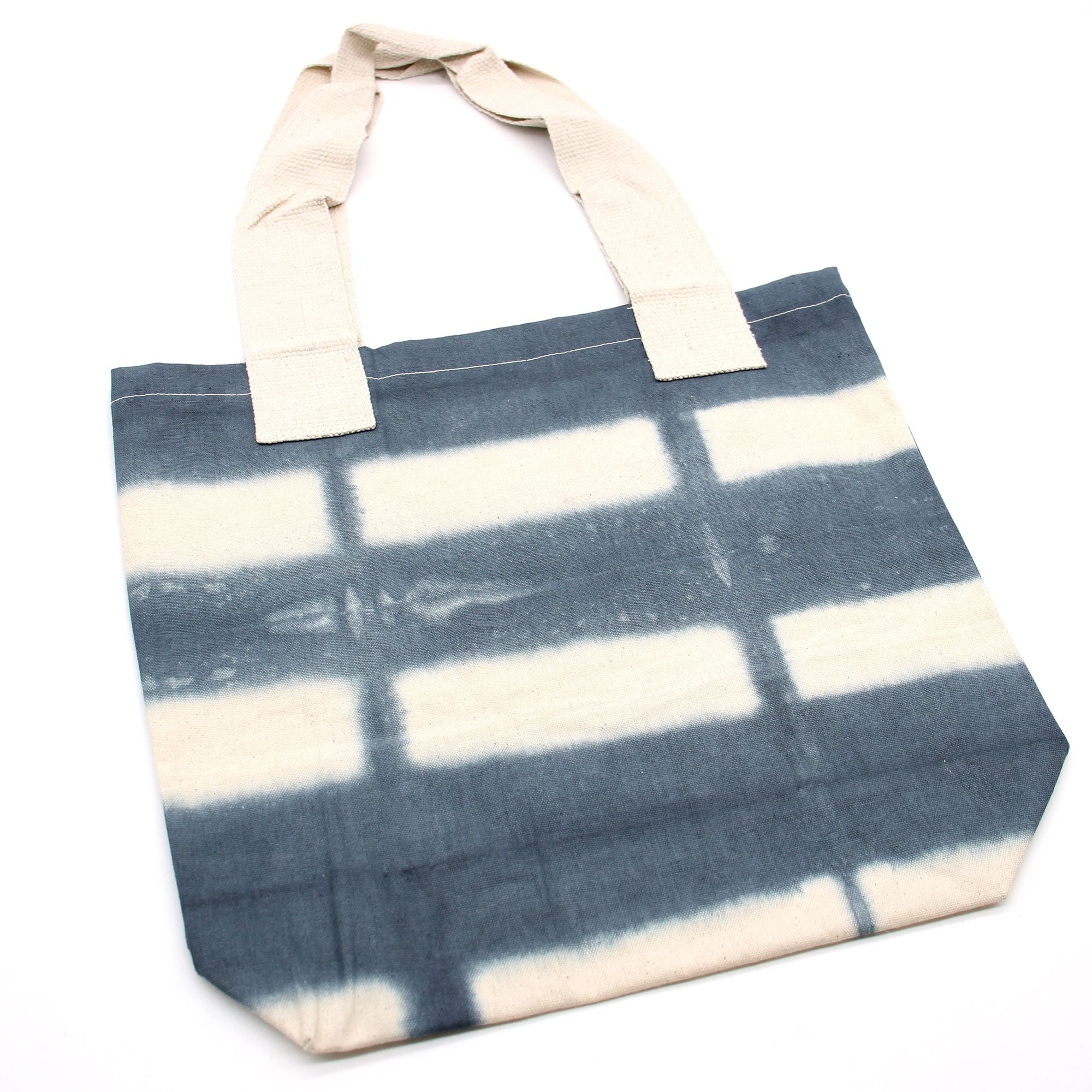 Bolsa de Algodão Natural Tie Dye - Retângulos Cinzentos - Alça Natural