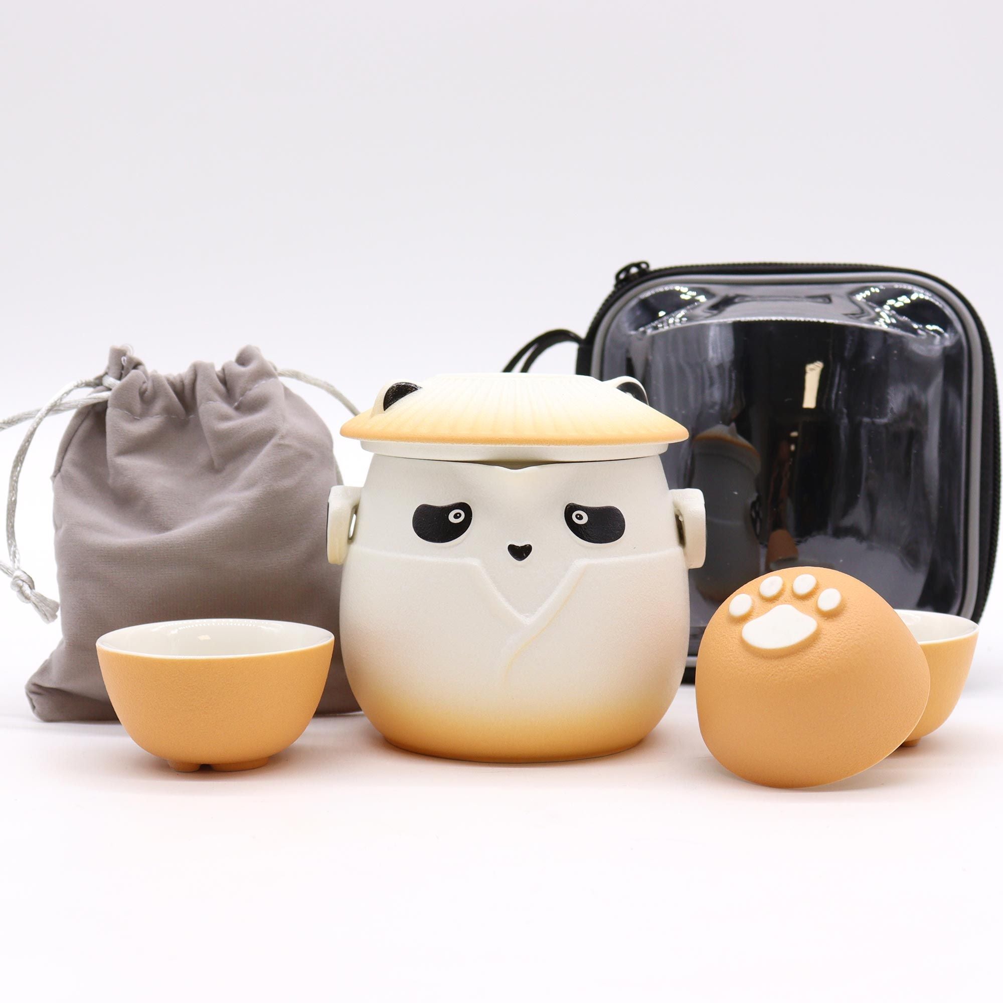 Conjunto de Bule Panda e Três Chávenas – Laranja