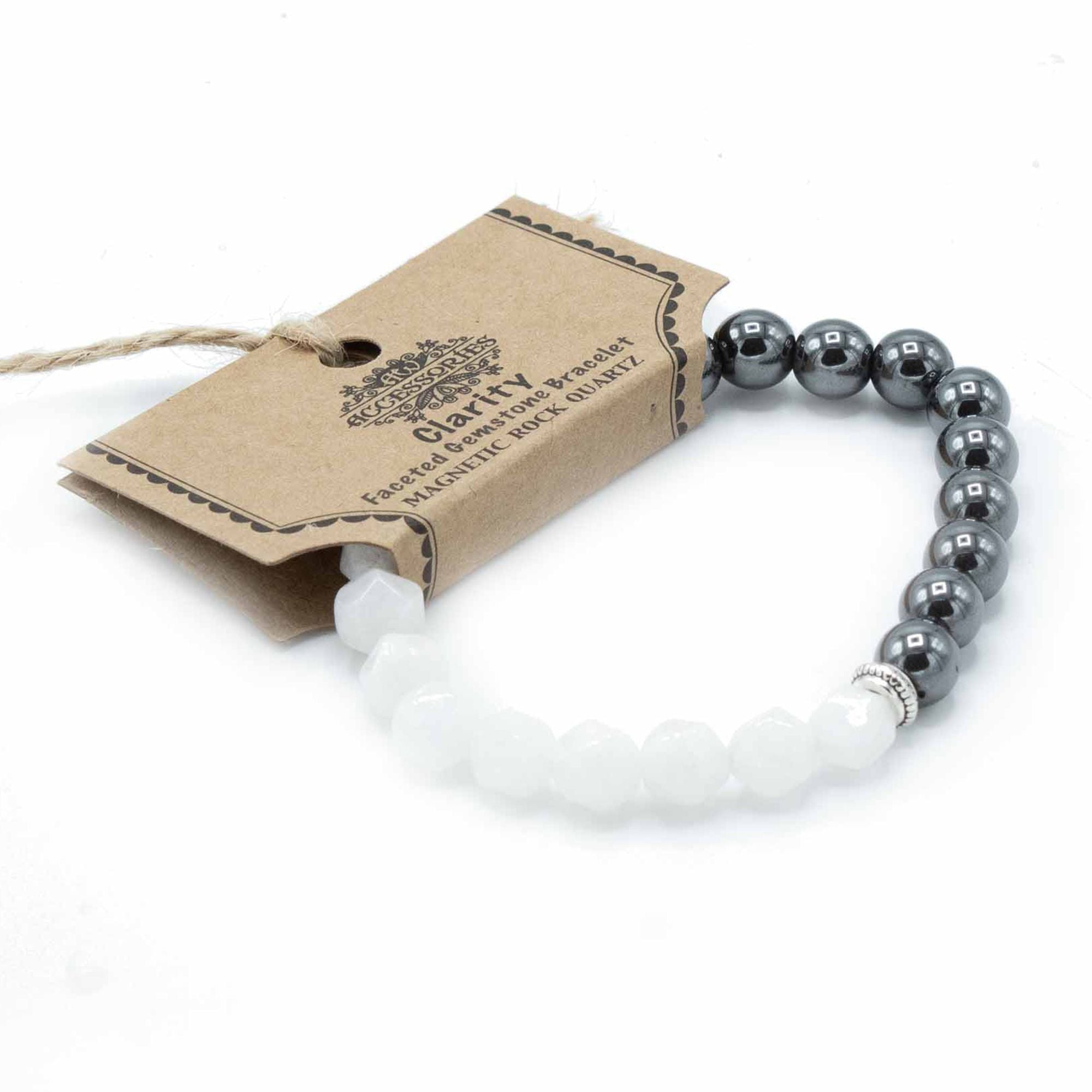 Pulseira Magnética em Pedra Natural Entalhada – Quartzo