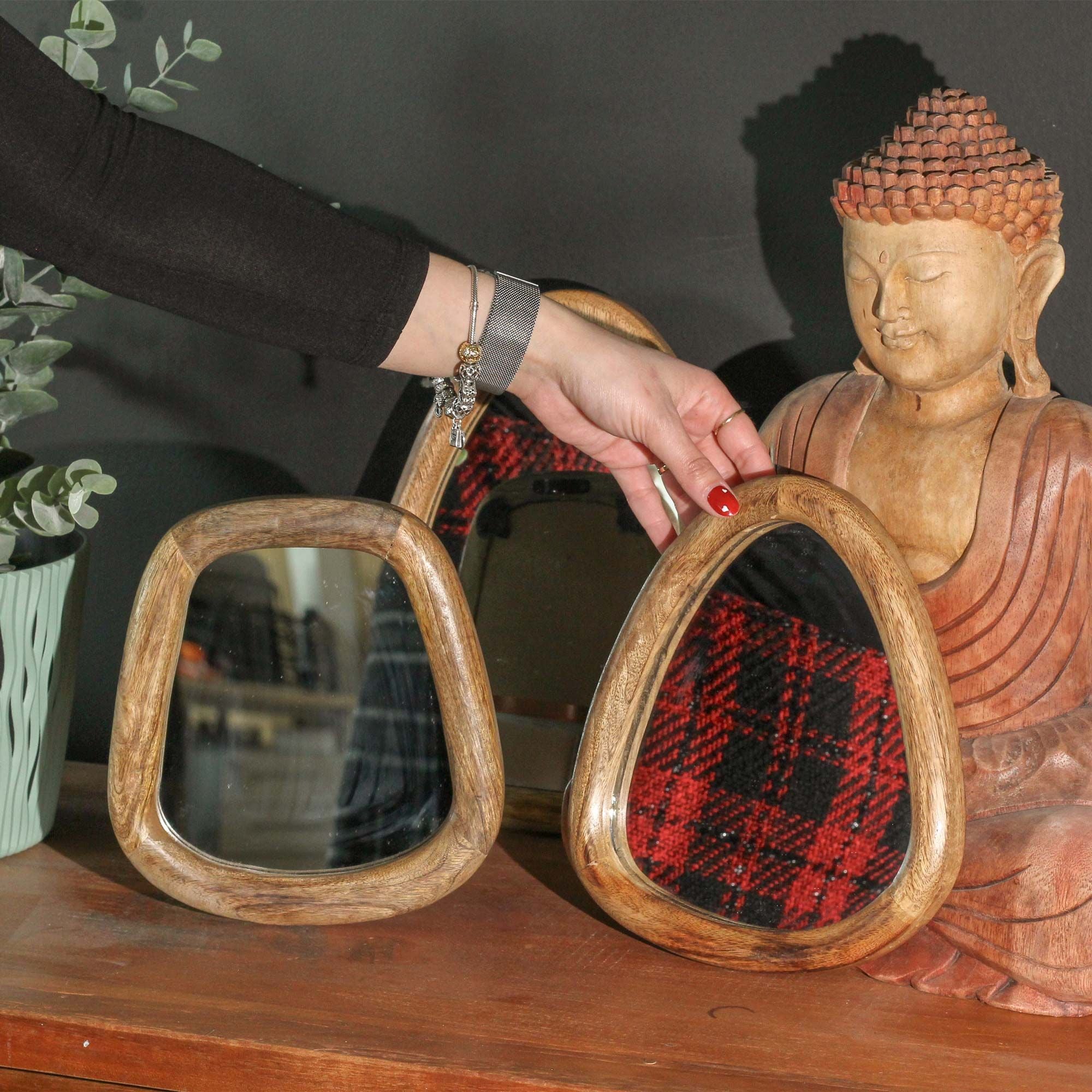 Set of Pebble-Shaped Mirrors with Dark Brown Finish