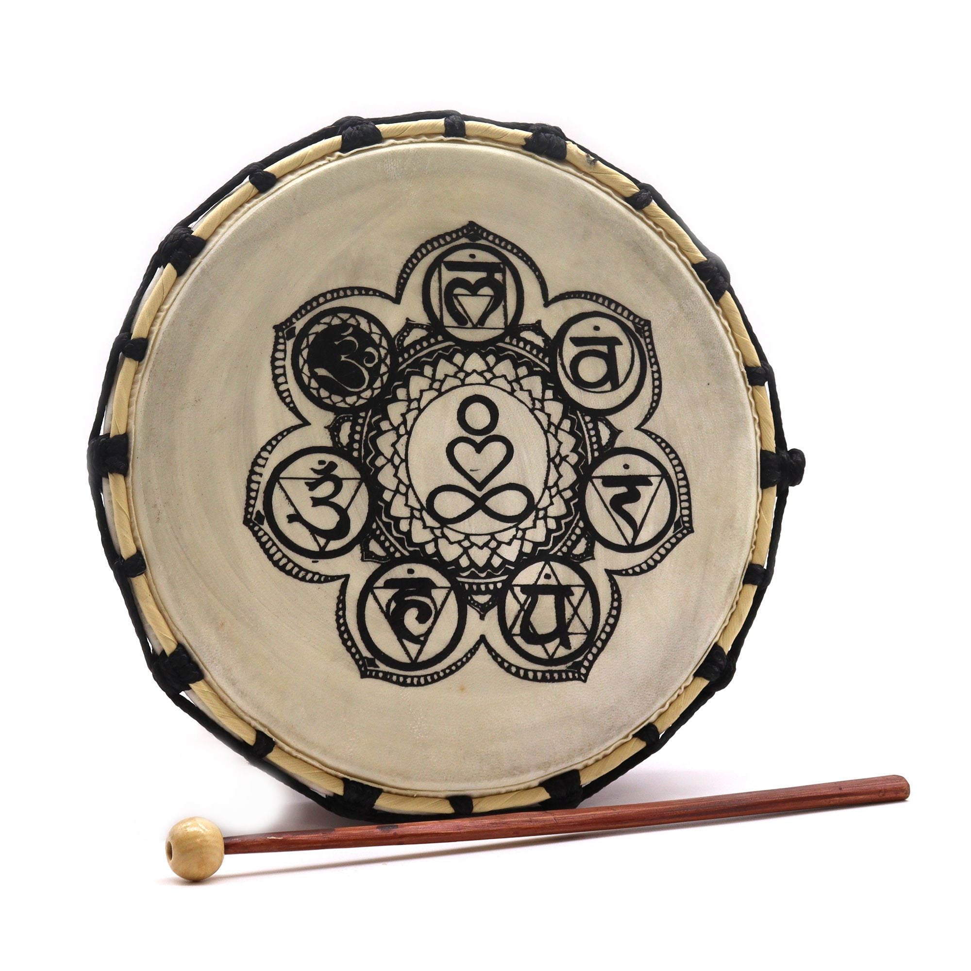 Tambor Xamânico Chakra com Baqueta - 25 cm