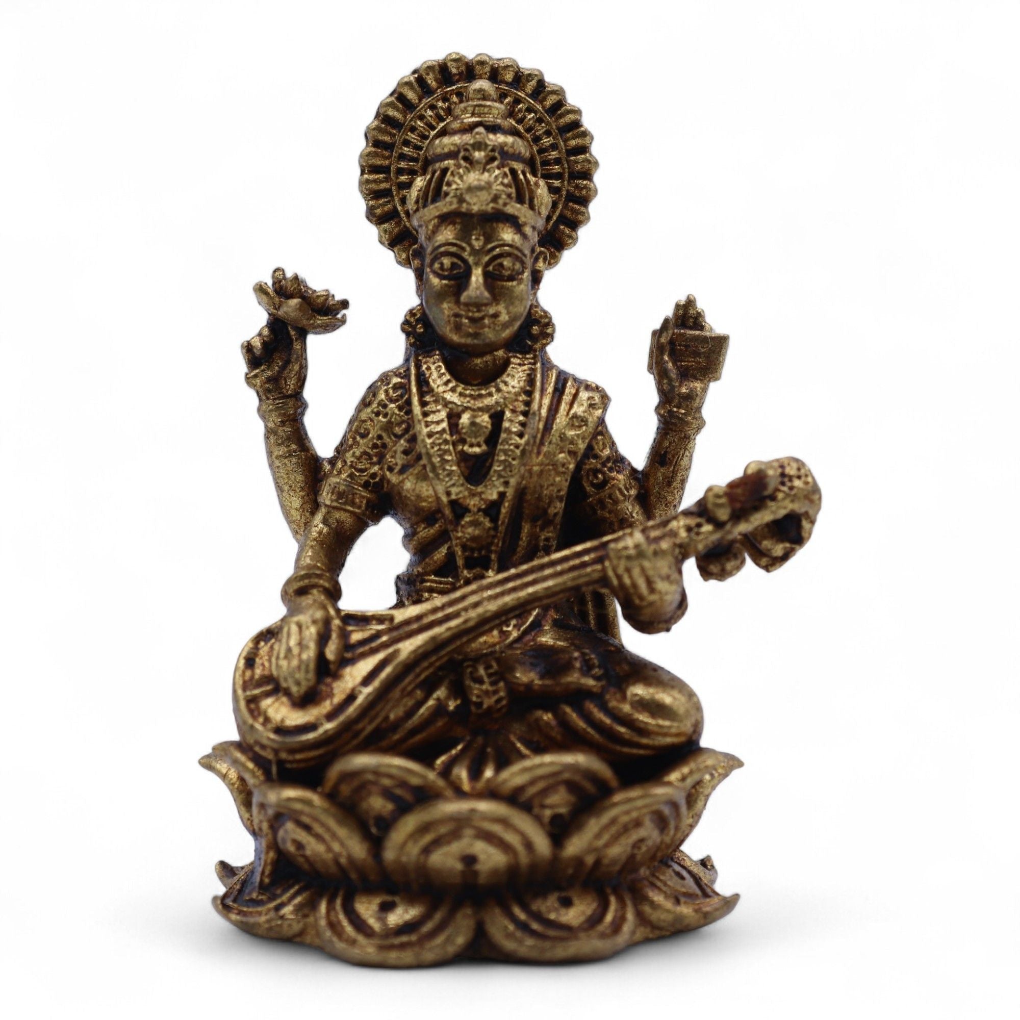 Deuses em Miniatura em Latão – Saraswati (52 g)