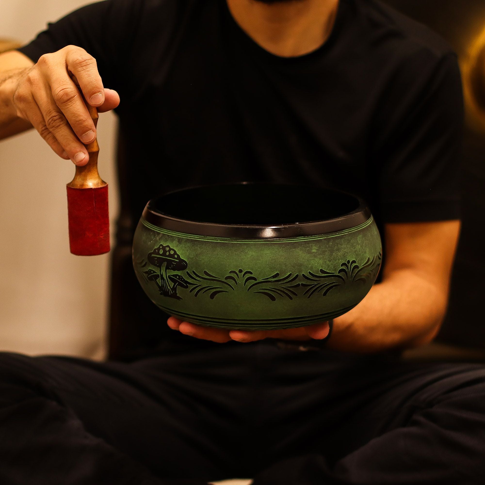 Cuenco Tibetano con Forma de Seta – Verde Musgo